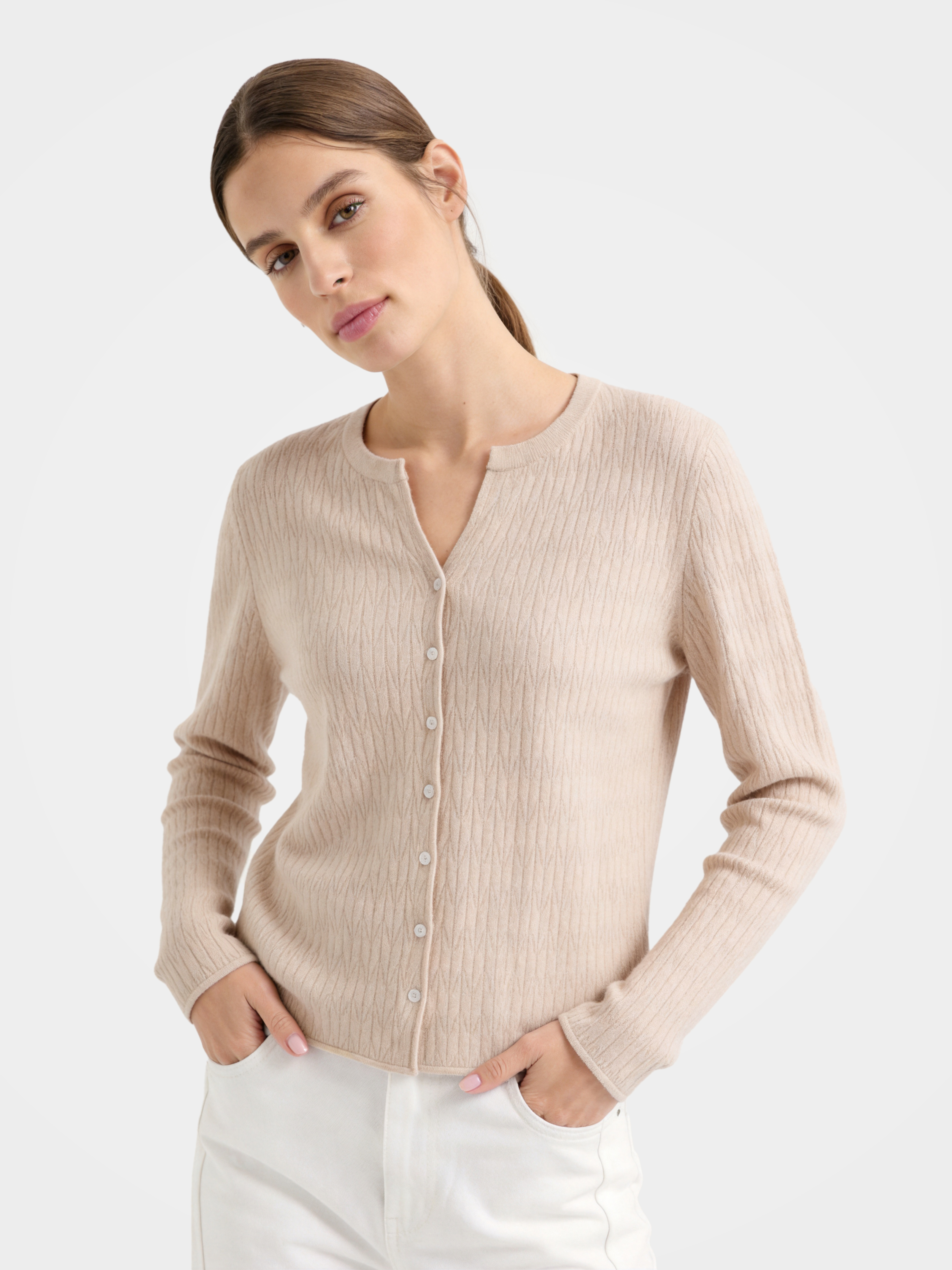 Lightweight Cashmere V-Neck Knit Top-Soft Women's Sweater