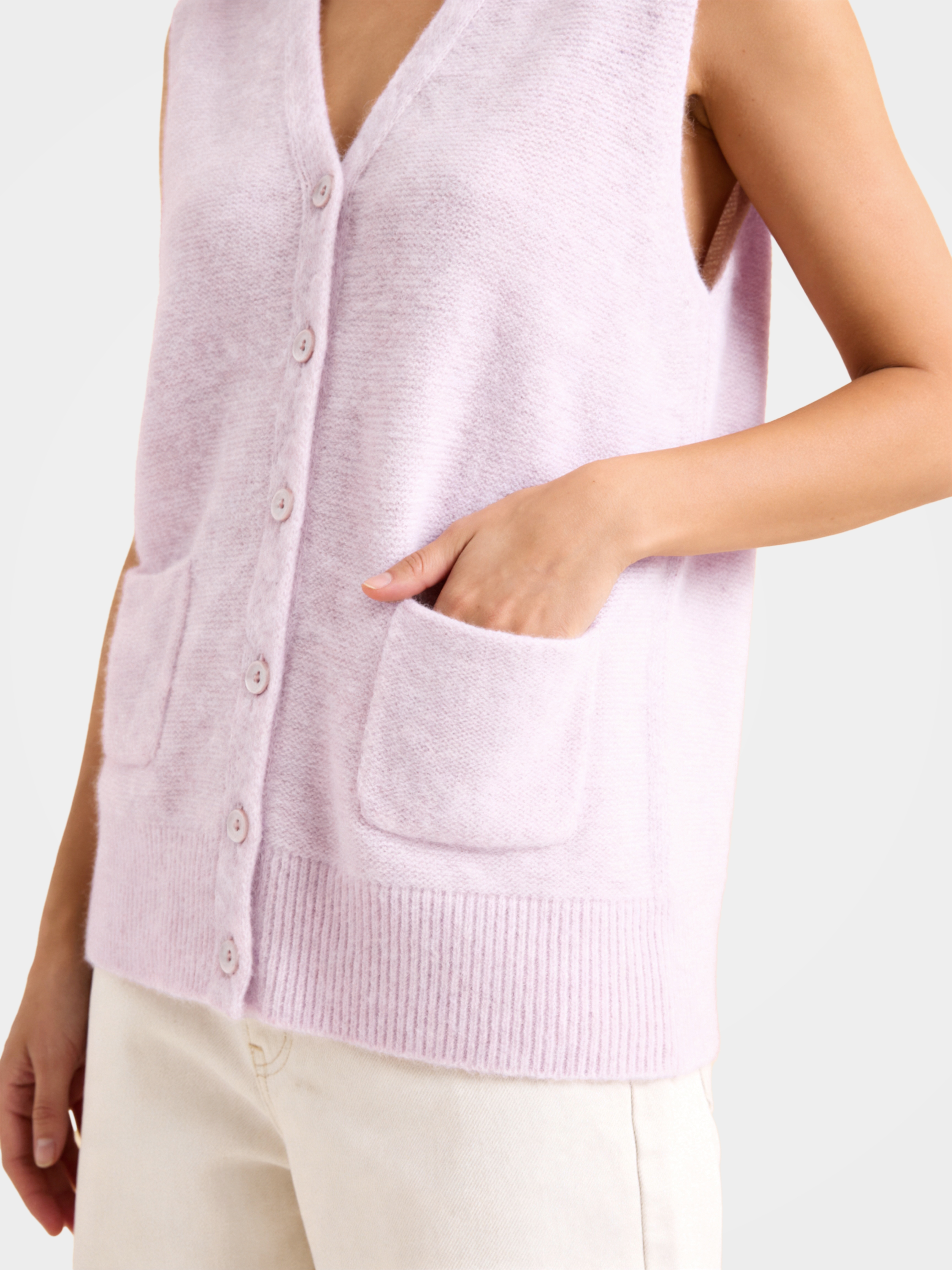 Lightweight Mongolian Cashmere V Neck Knit Vest