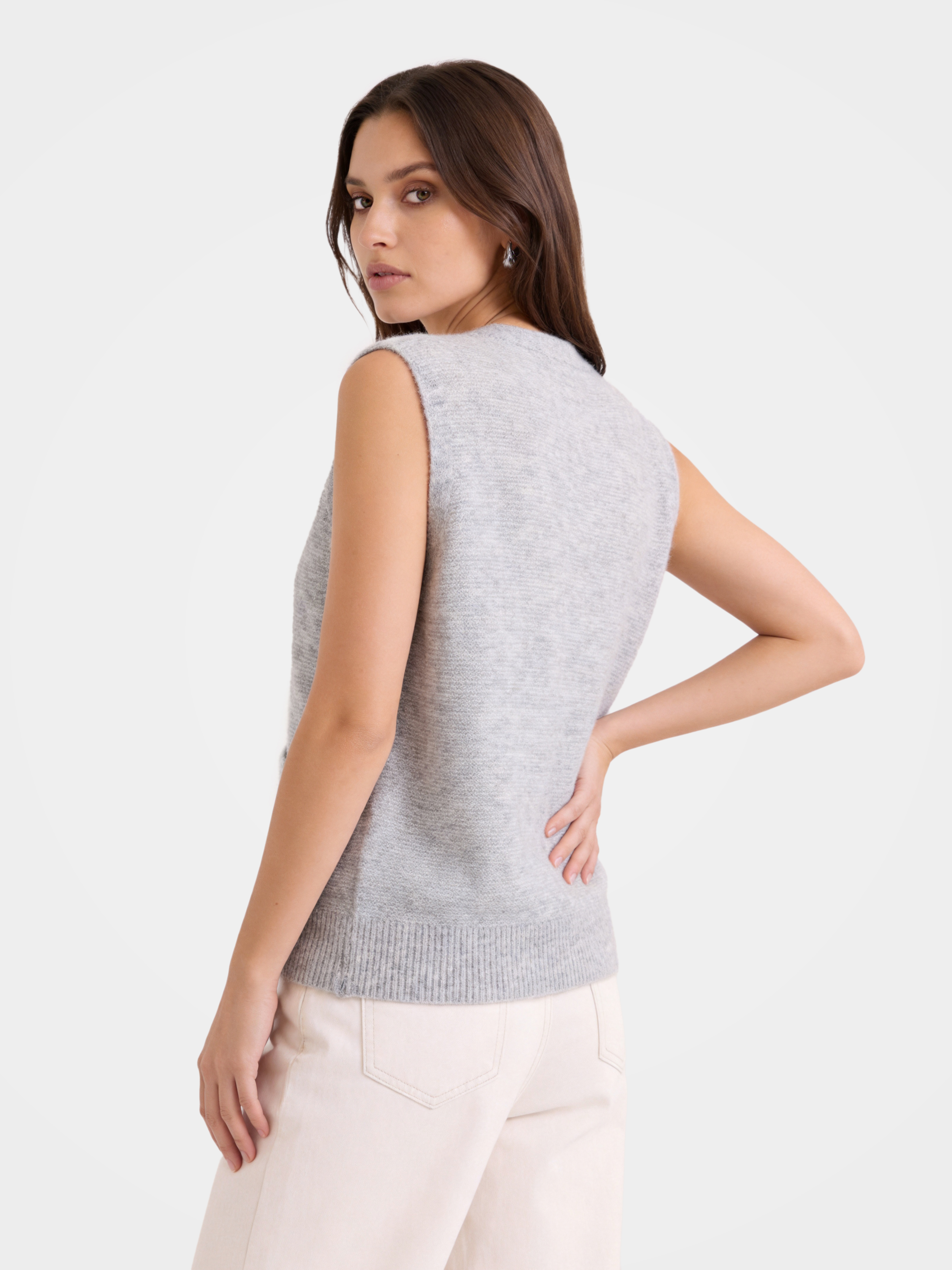 Lightweight Mongolian Cashmere V Neck Knit Vest