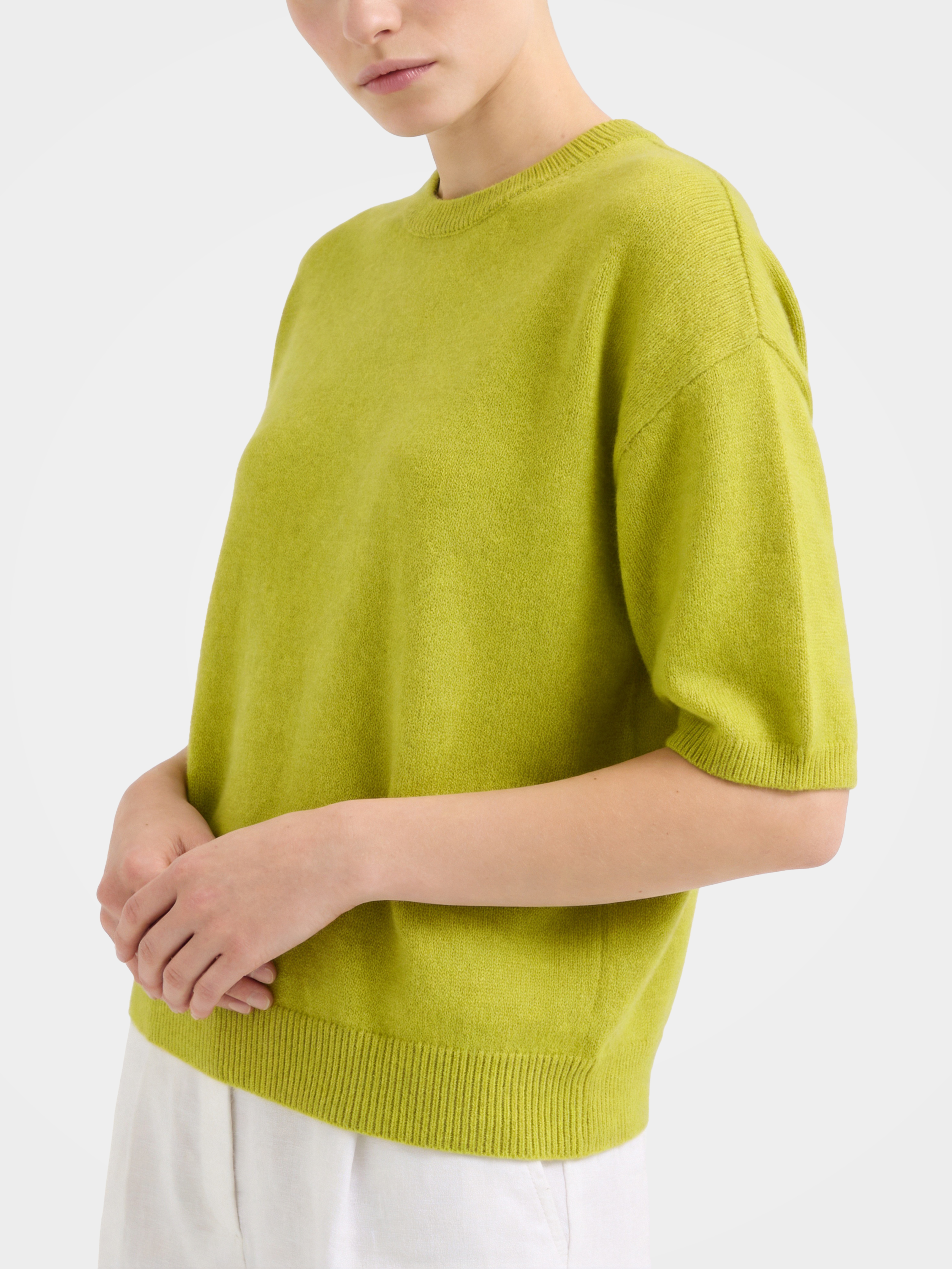 Mongolian Cashmere Elbow Sleeve Top Knit 