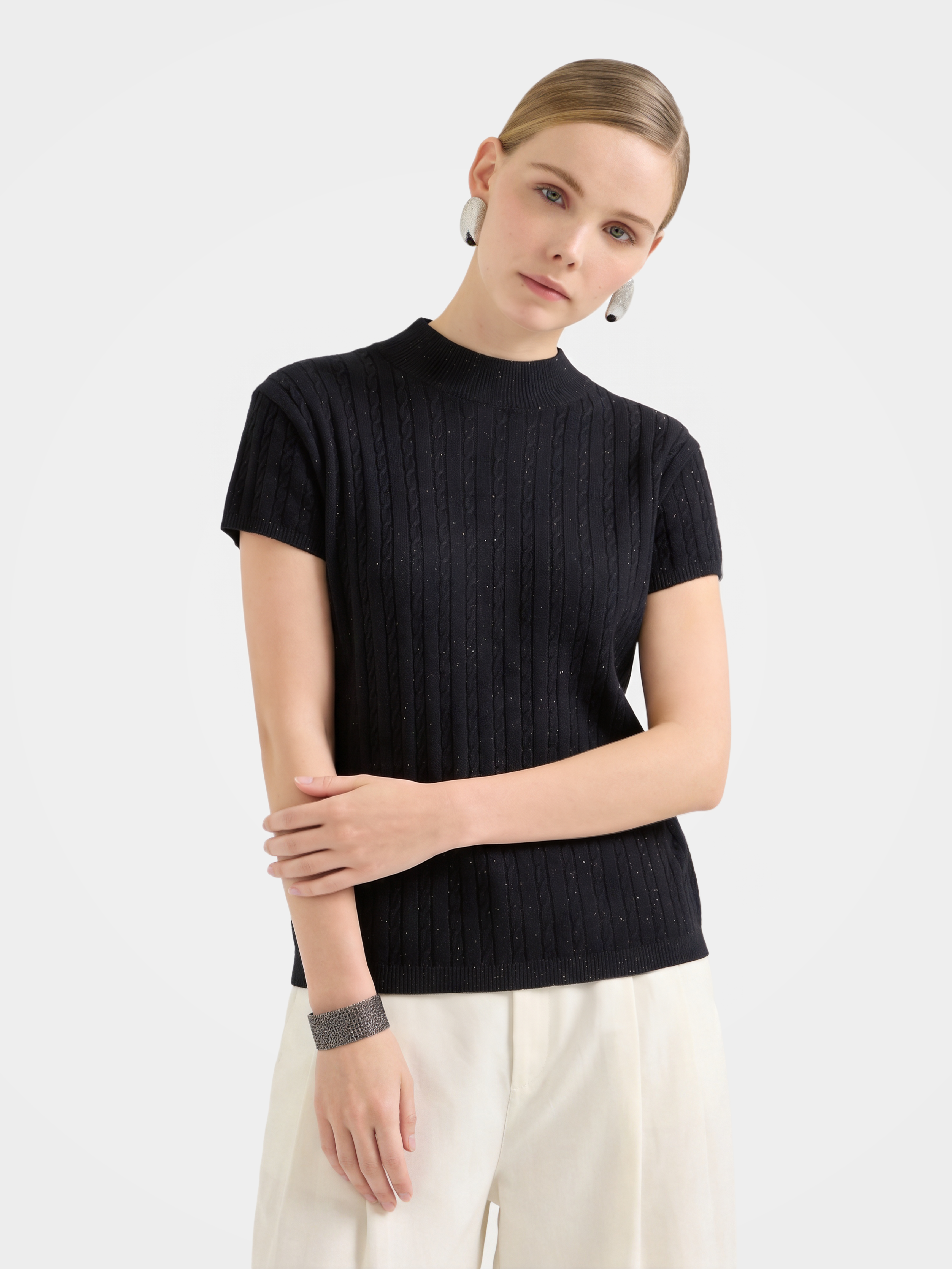 Lightweight Wool Short Sleeve knit Top