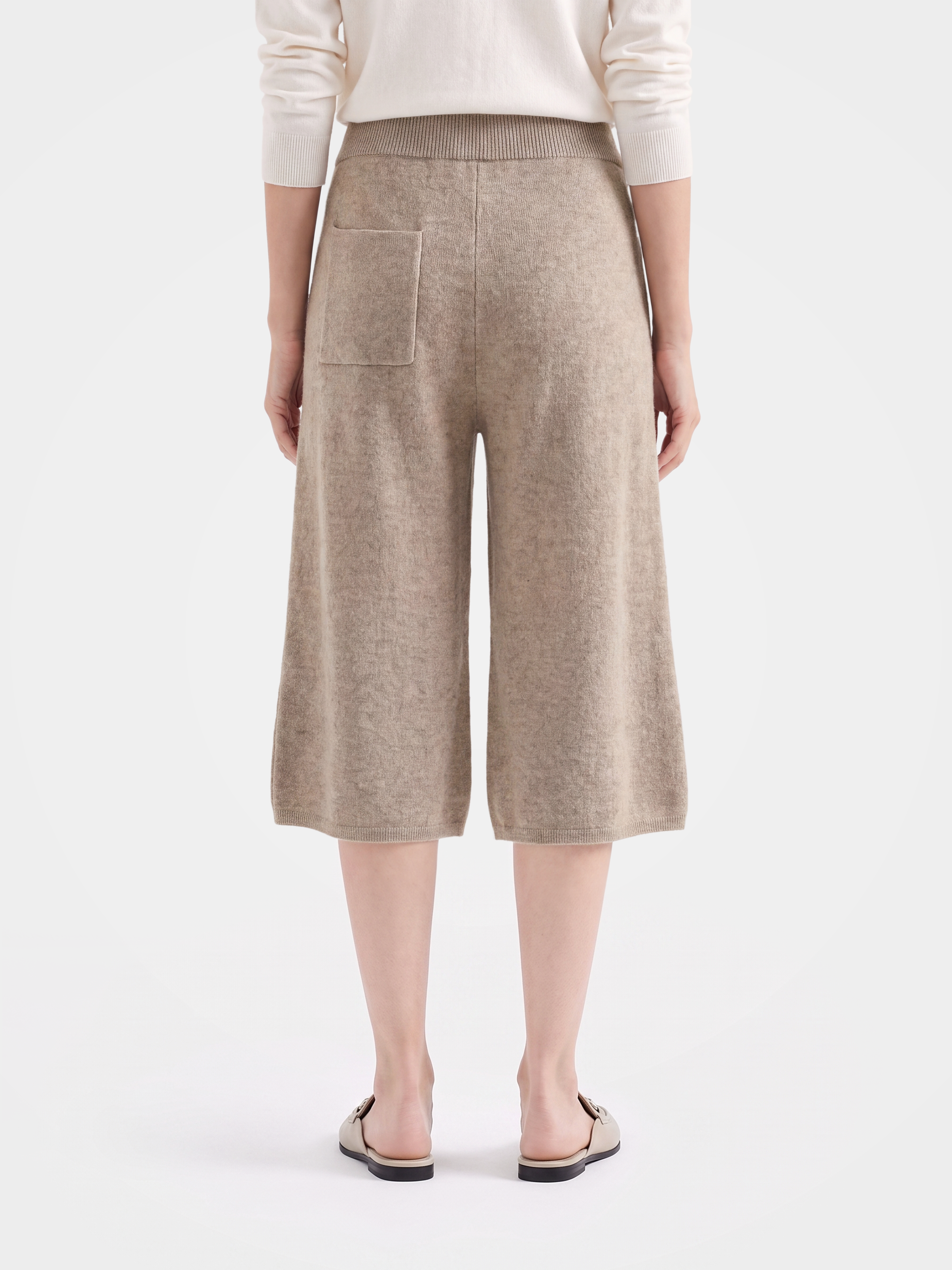 100% Mongolian Cashmere Cropped Ribbed Waist Sweater Pants