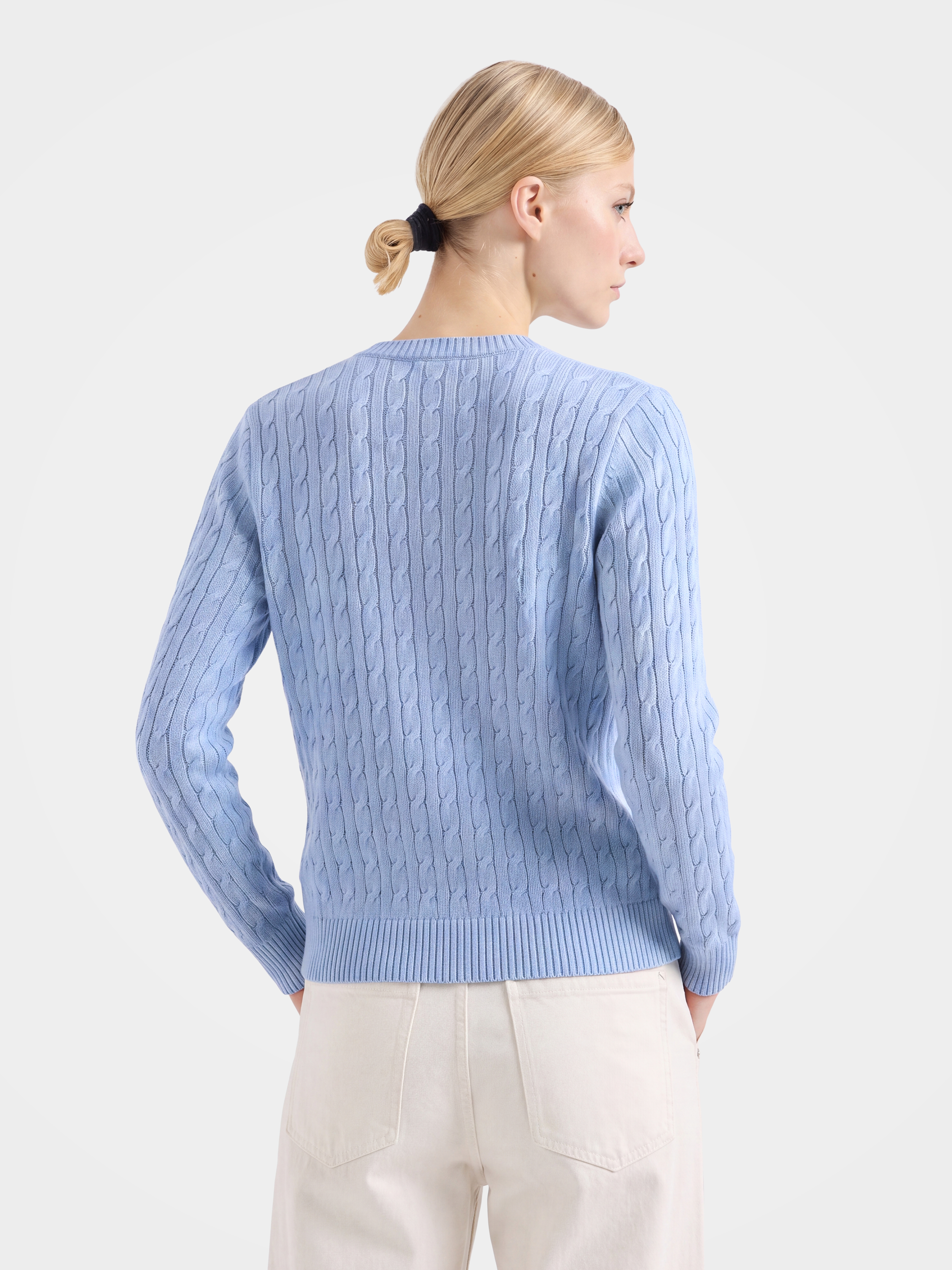 Textured 100% Mongolian Cashmere Crew Neck Cable Knit Cardigan