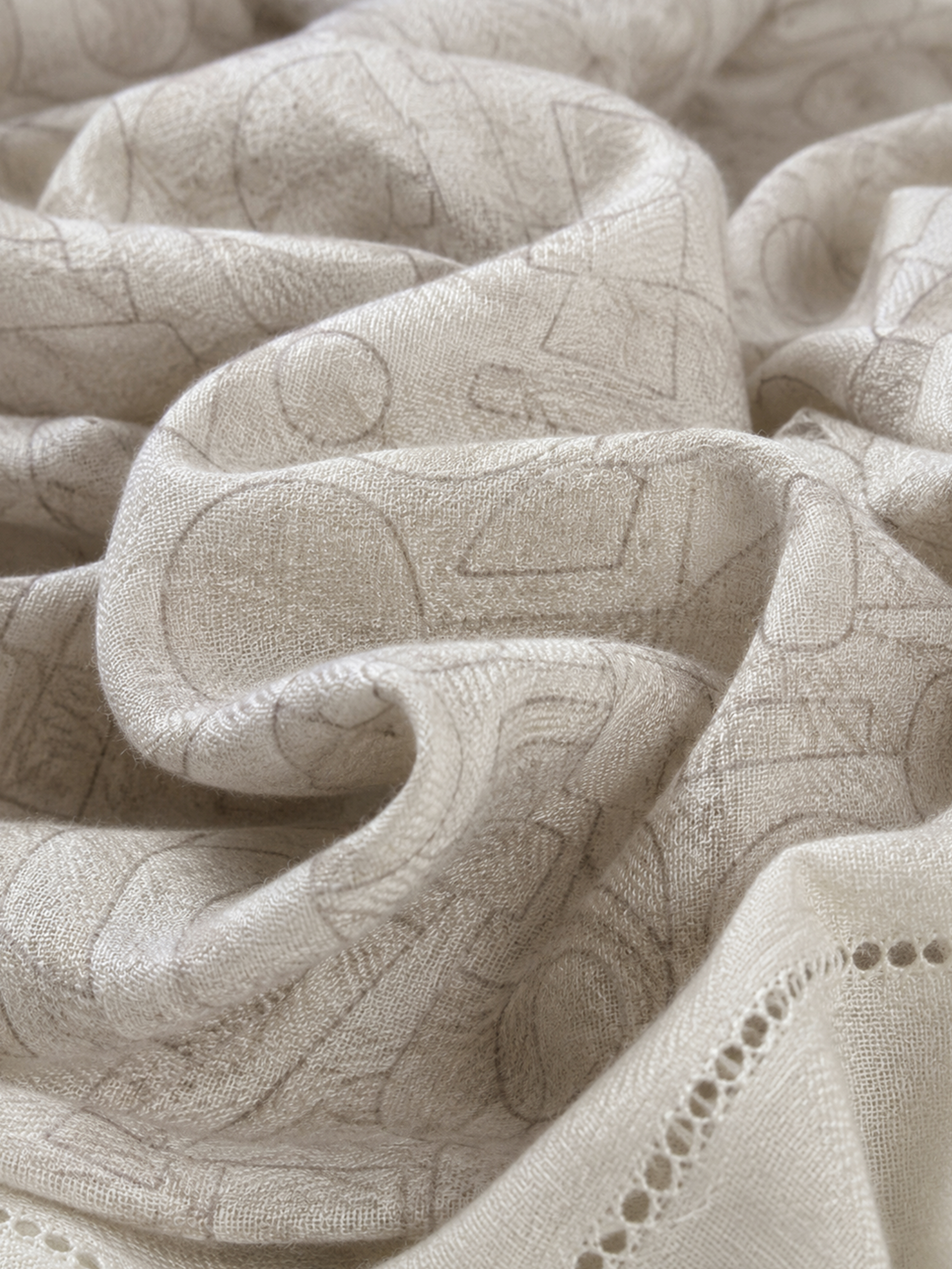 100% Mongolian Cashmere Geometric Print Knit Scarf Luxury Wrap