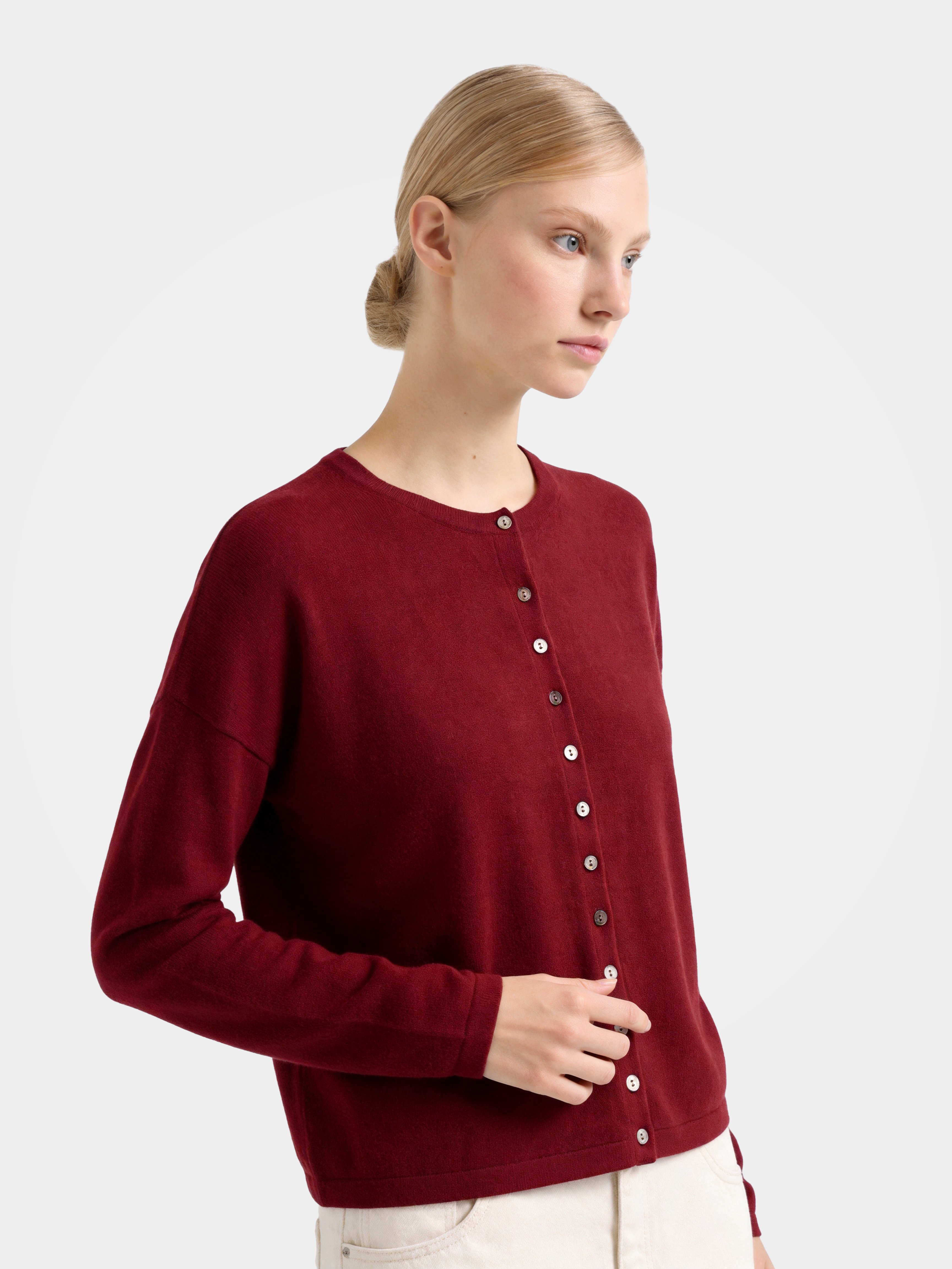 Soft 100% Mongolia Cashmere Crew Neck Cardigan