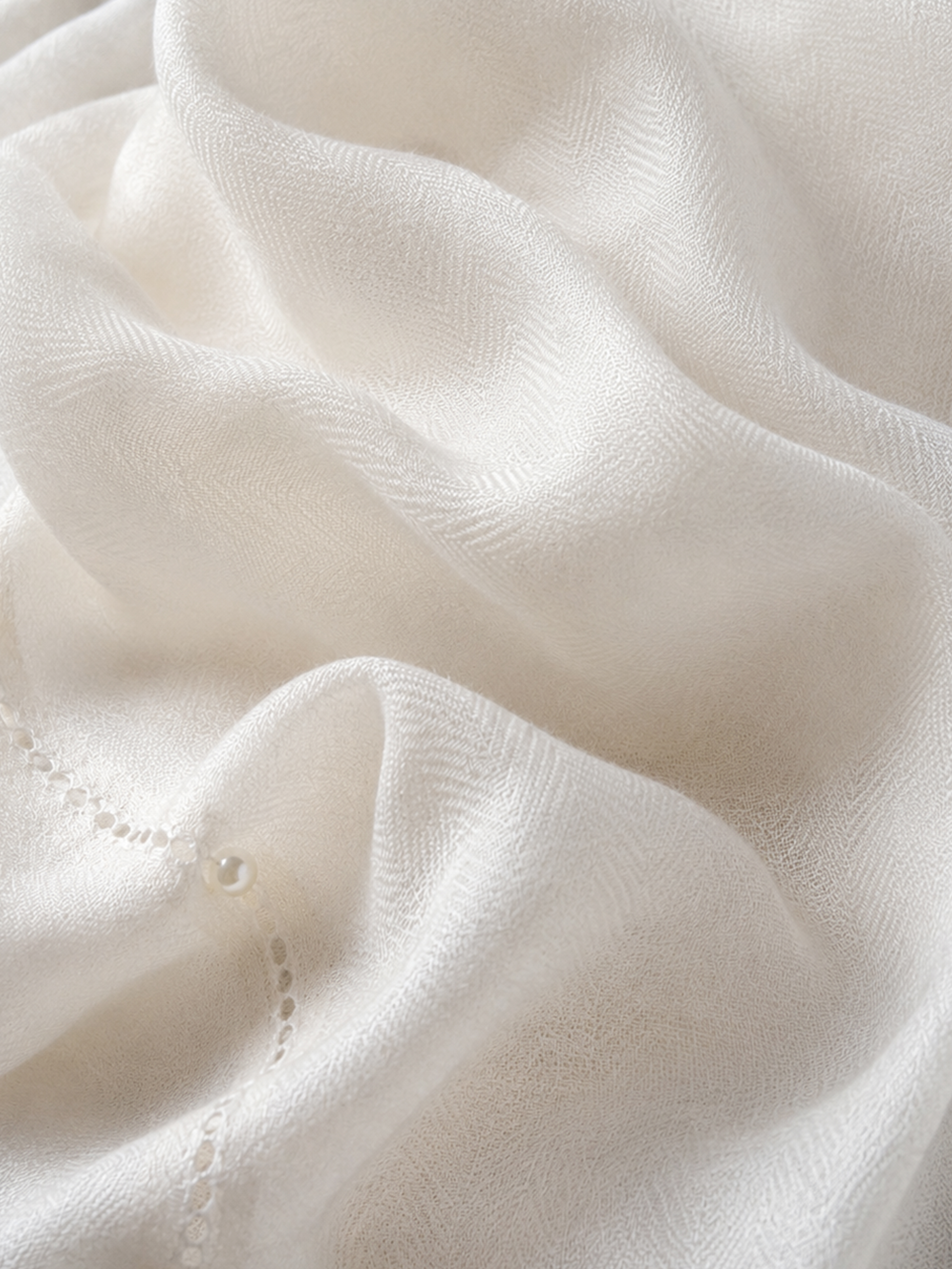 100% Cashmere Tonal Plain Pearl Square Scarf Lightweight Luxury Wrap
