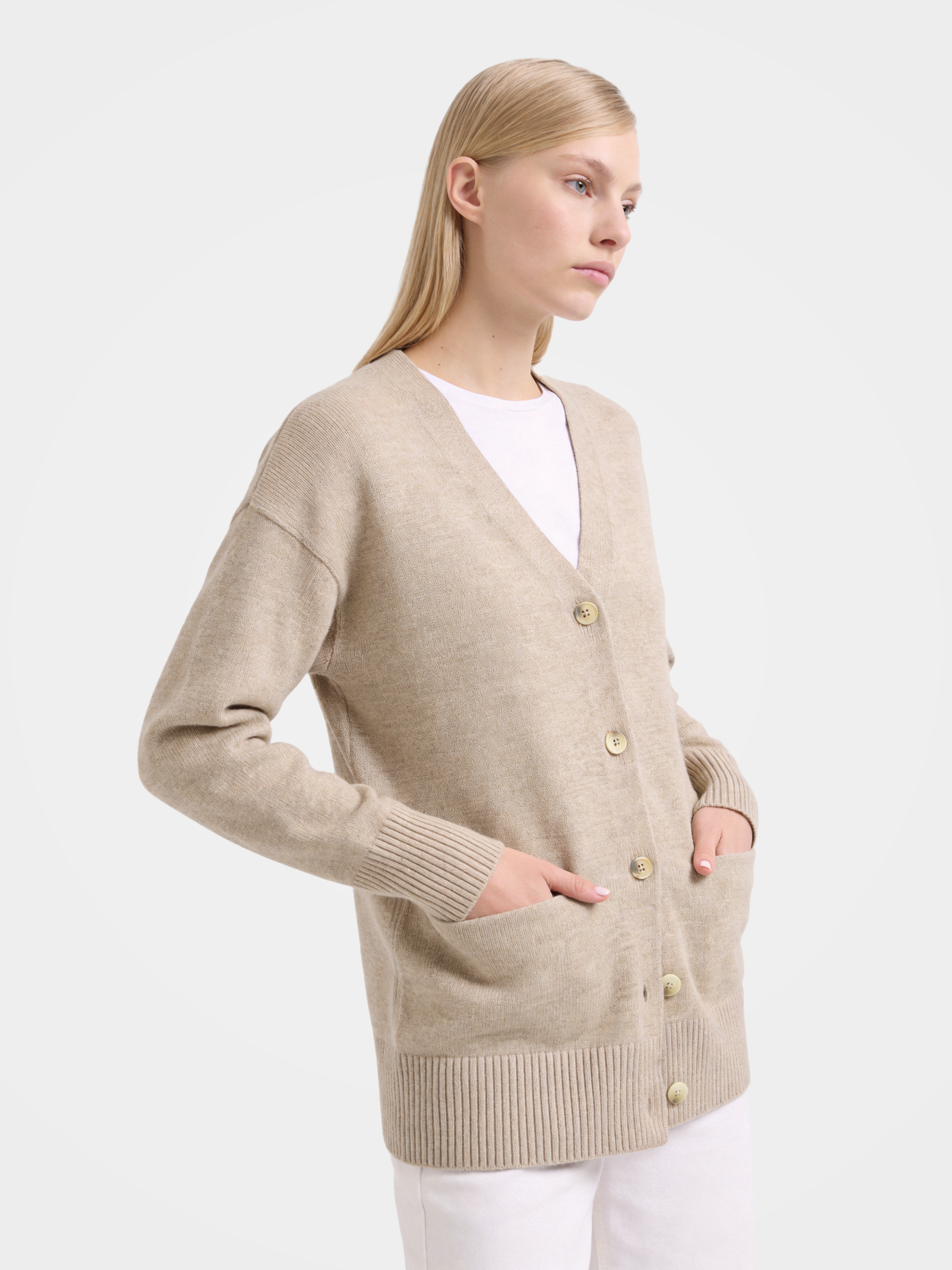 Pre-Order | 100% Wool Sweater Soft Relaxed Fit Knit Cardigan (10-14 Business Days)