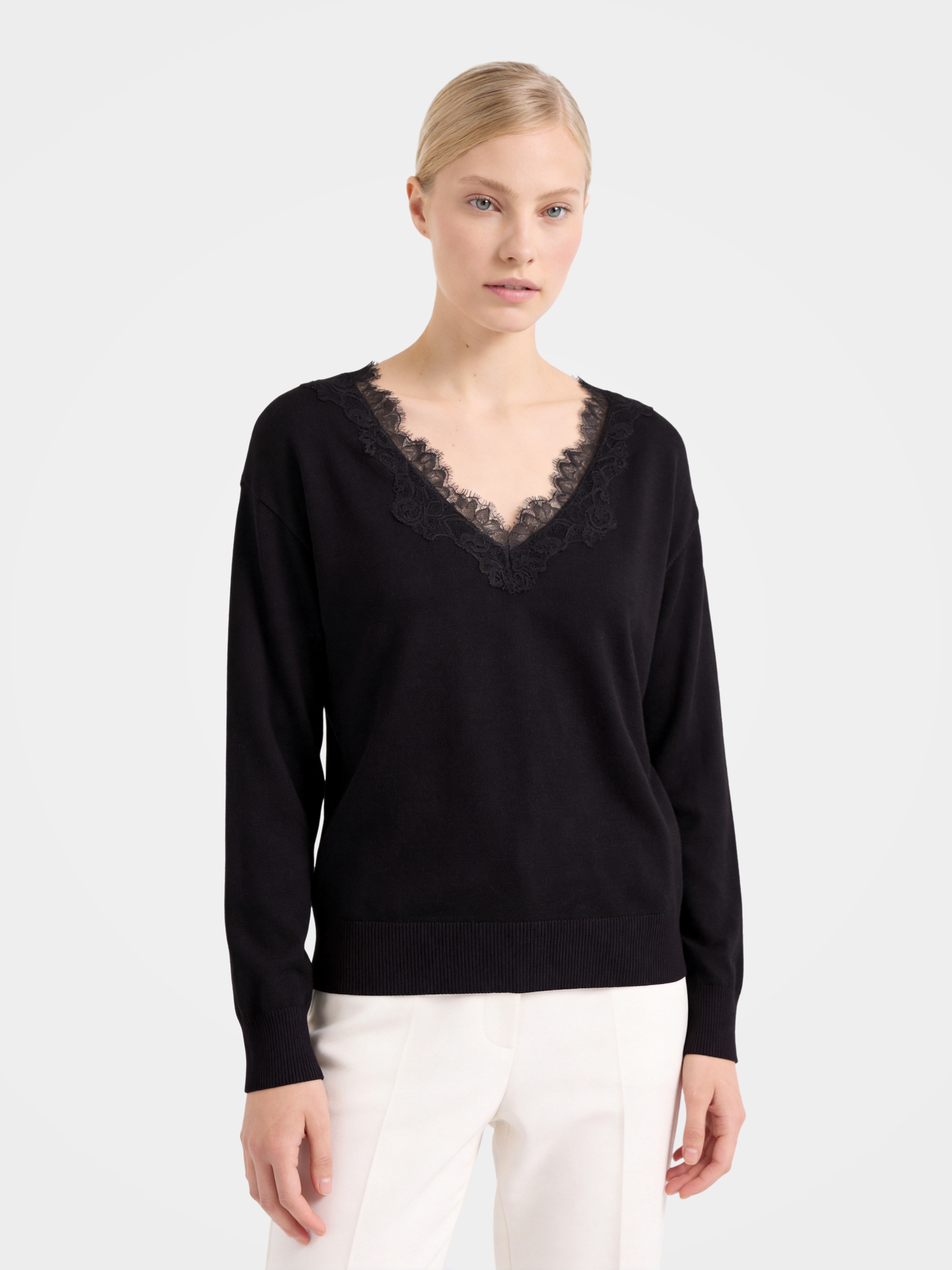 Pre-Order | 100% Wool V Neck Sweater Soft Lace Fit Knit (10-14 Business Days)