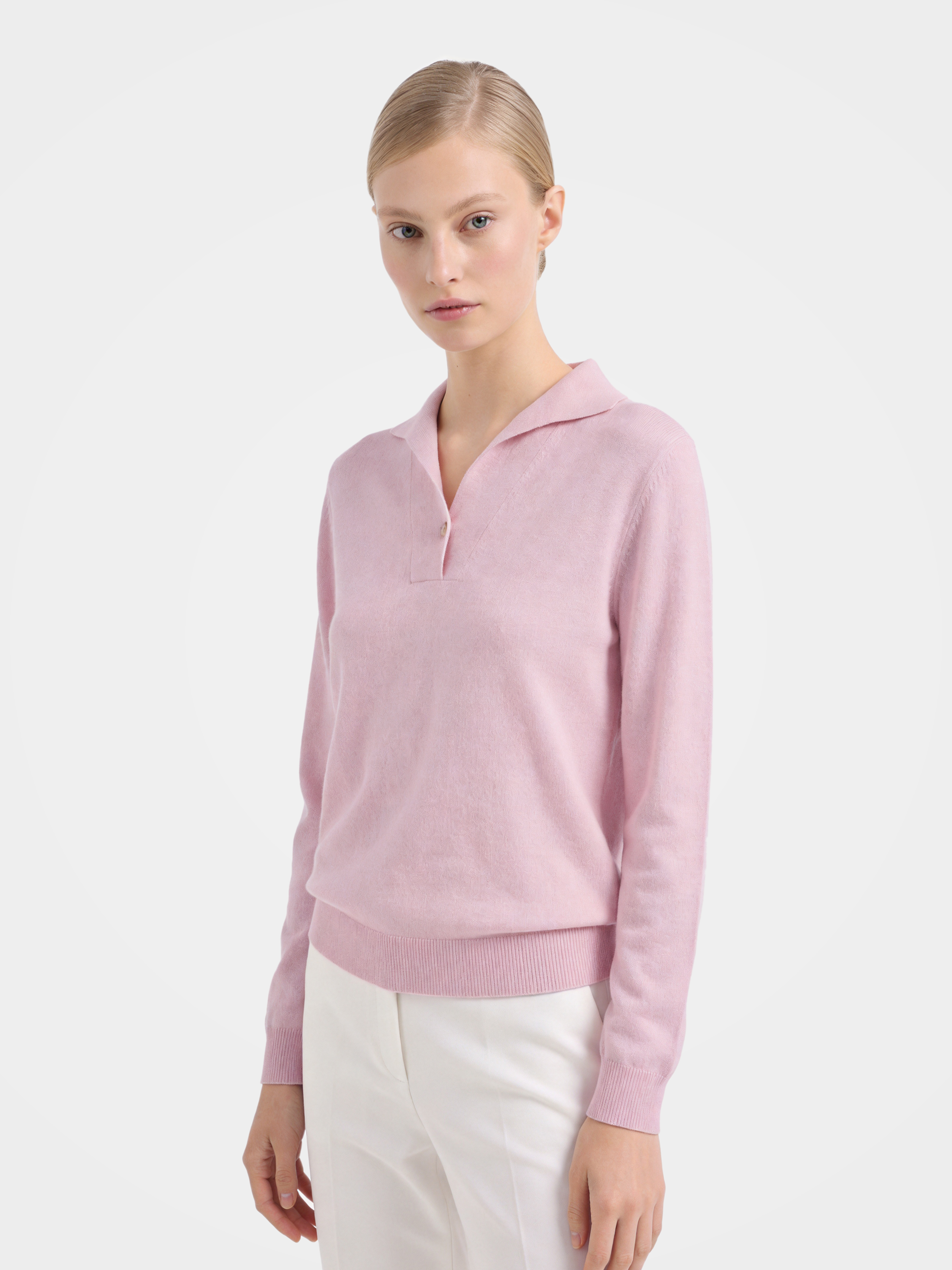 Pre-Order | 100% Cashmere Polo Sweater Soft Knit Pullover