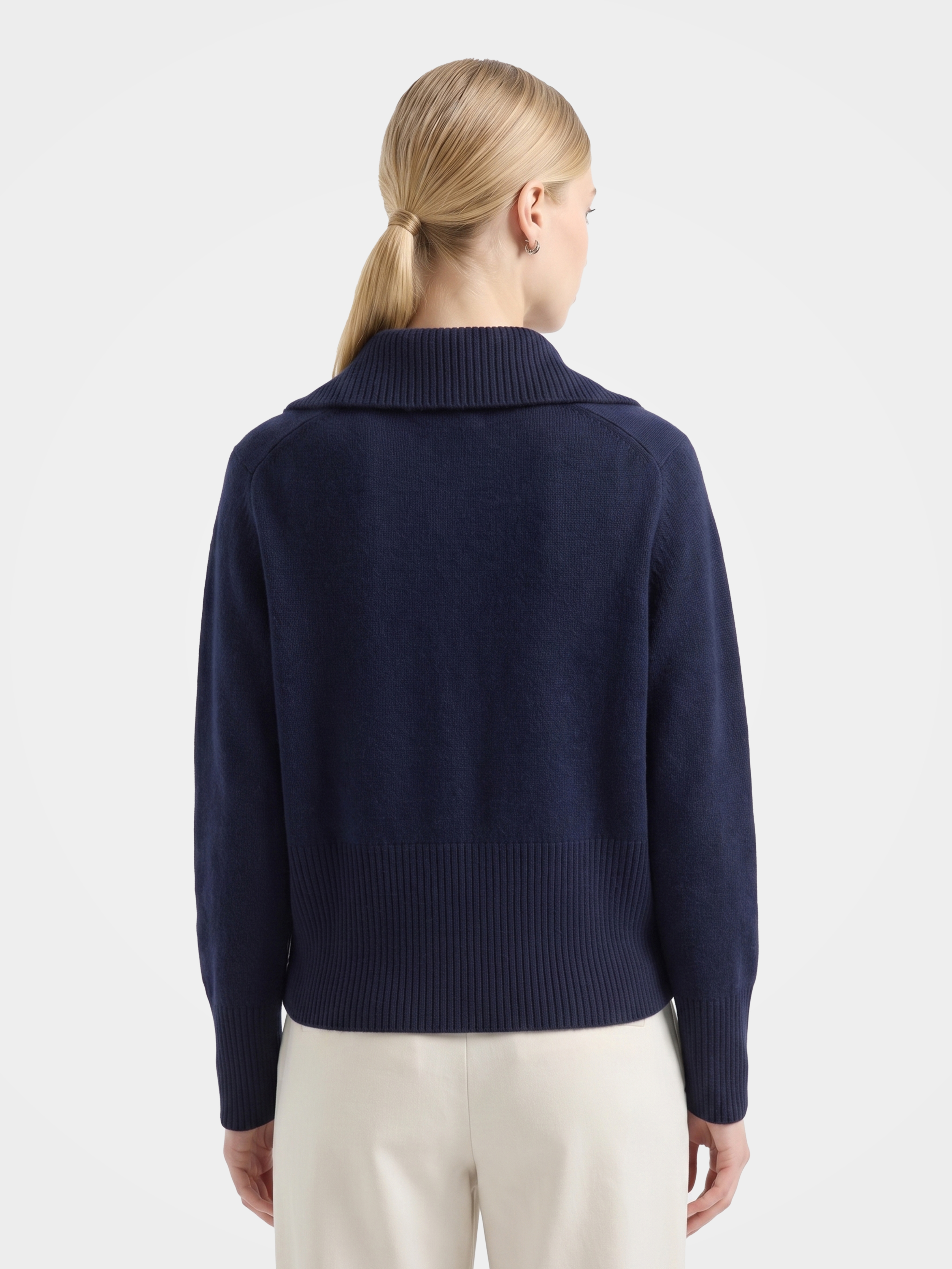Soft 100% Cashmere Zip Ribbed Knit Cardigan