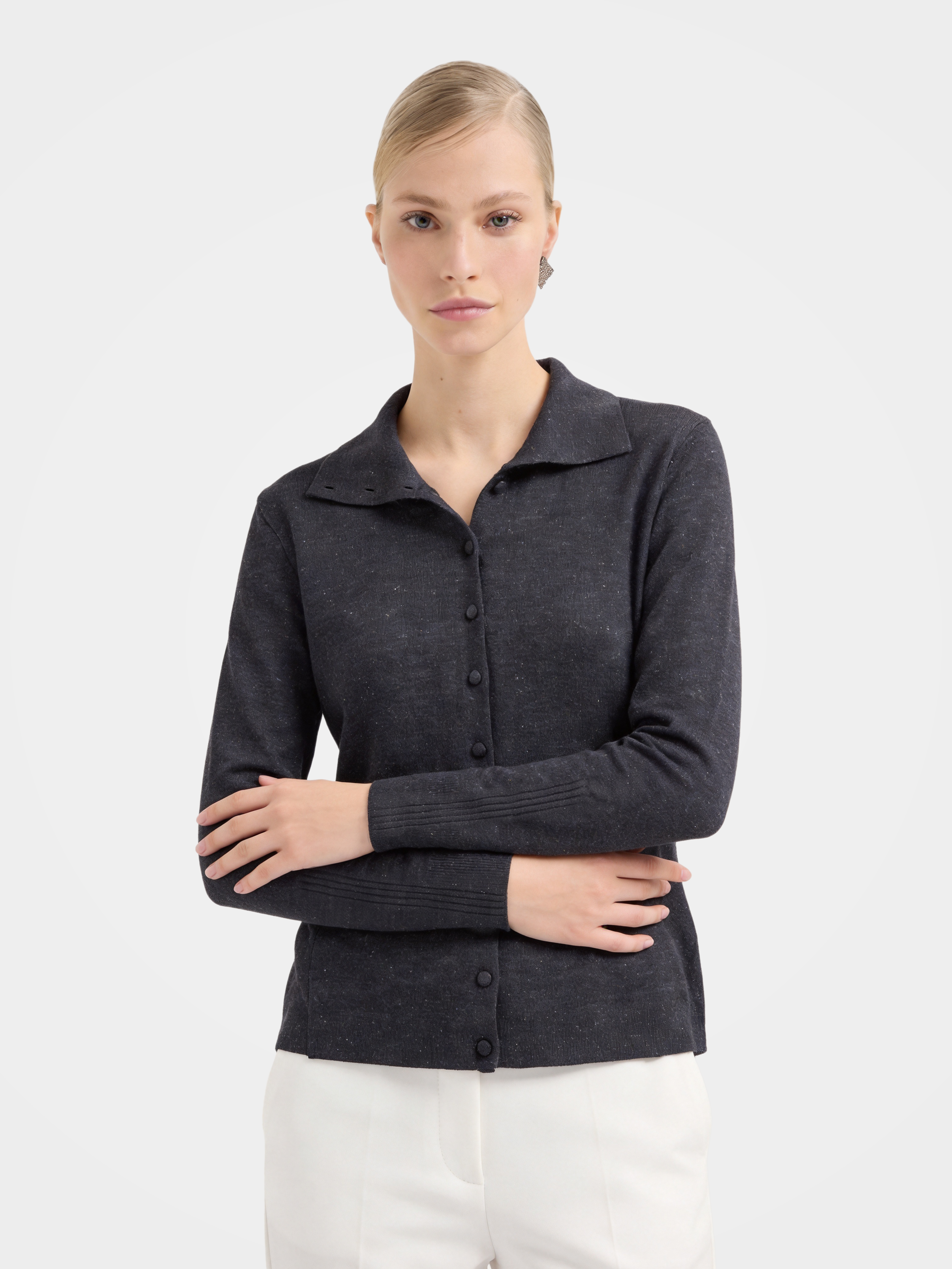 Wool Collared Sweater Soft Knit Cardigan Sweaters 