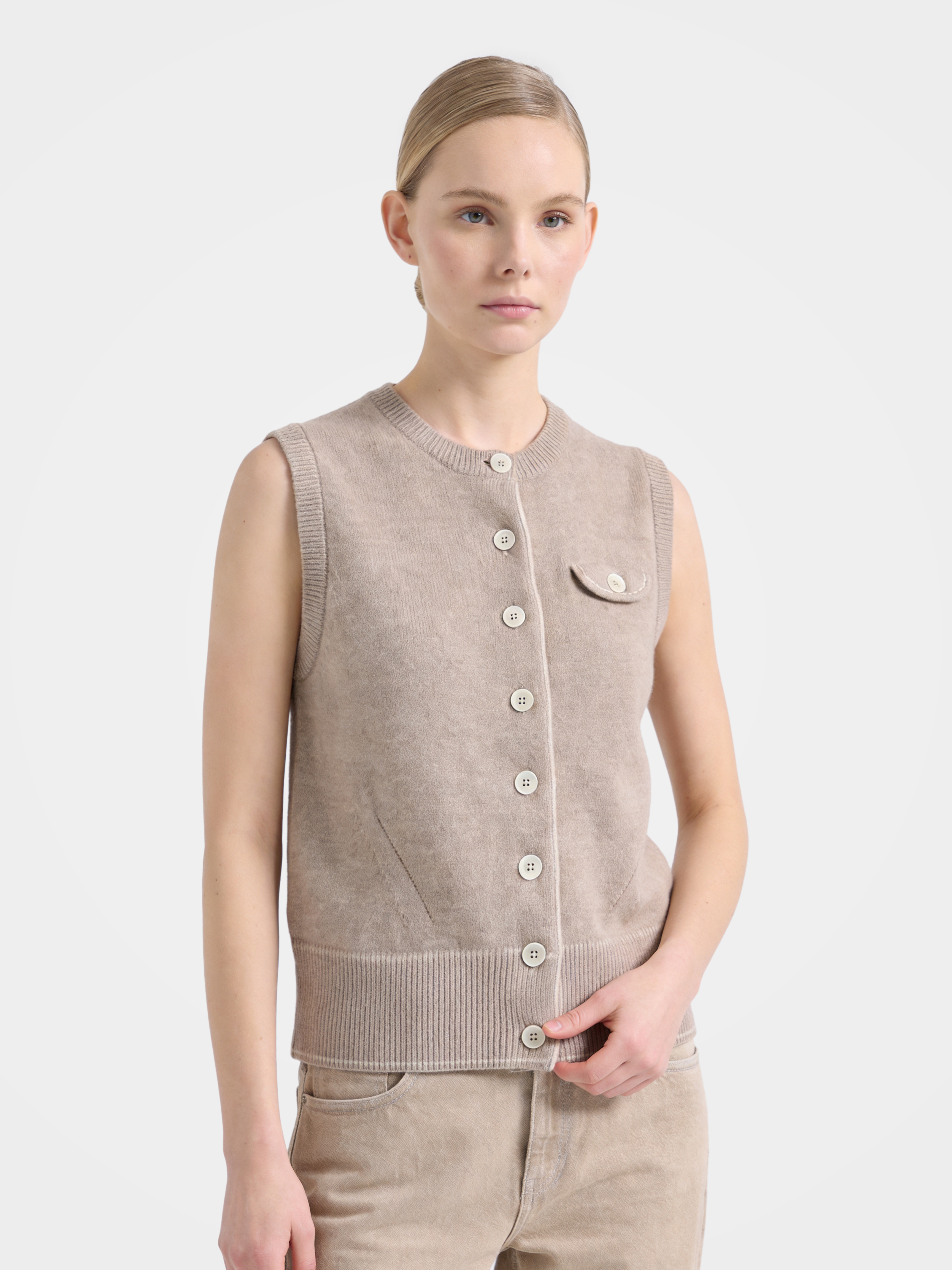 100% Cashmere Button Vest Top Knit Sweaters 
