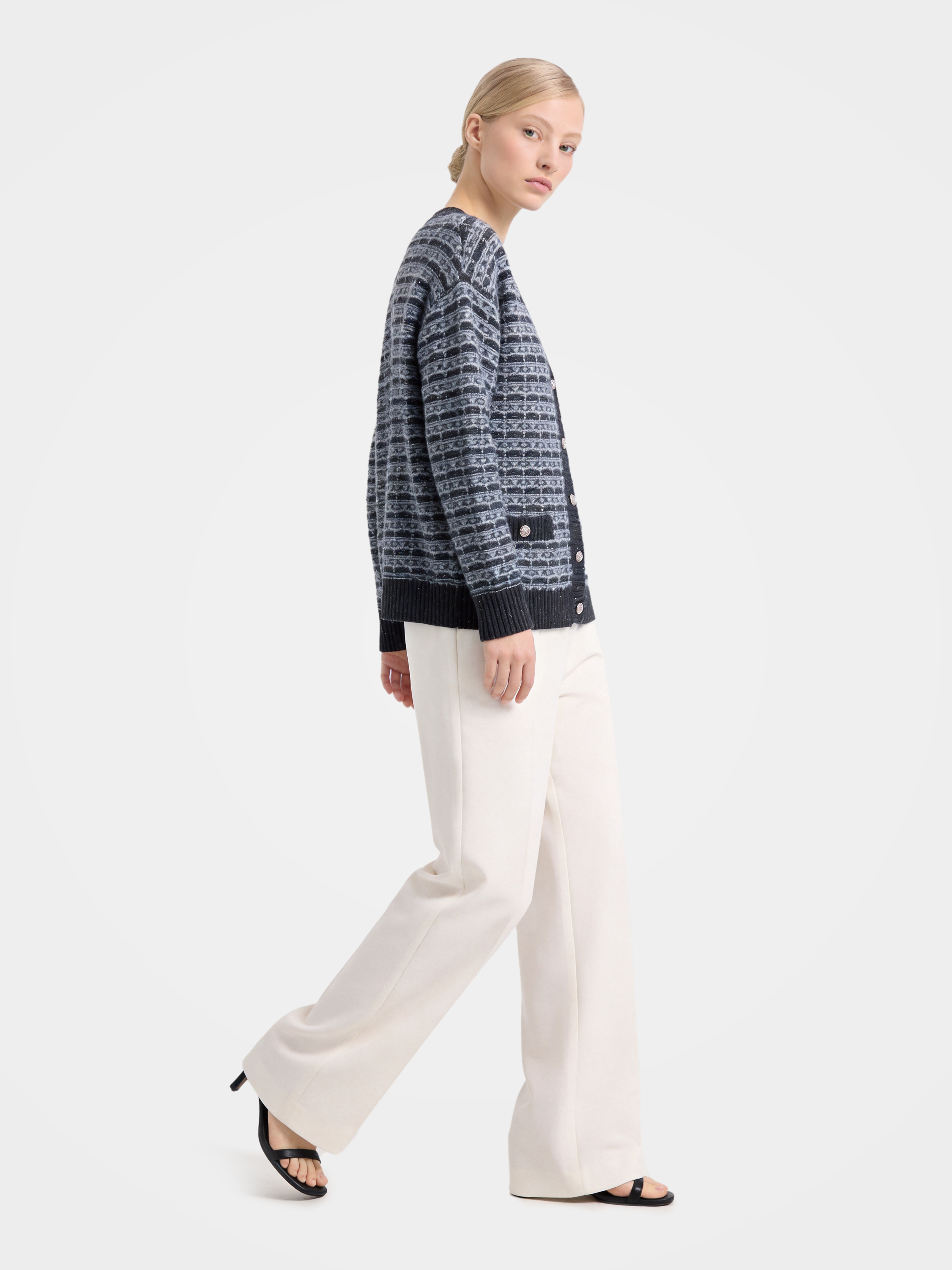 100% Mongolian Cashmere Fair Isle Button Cardigan