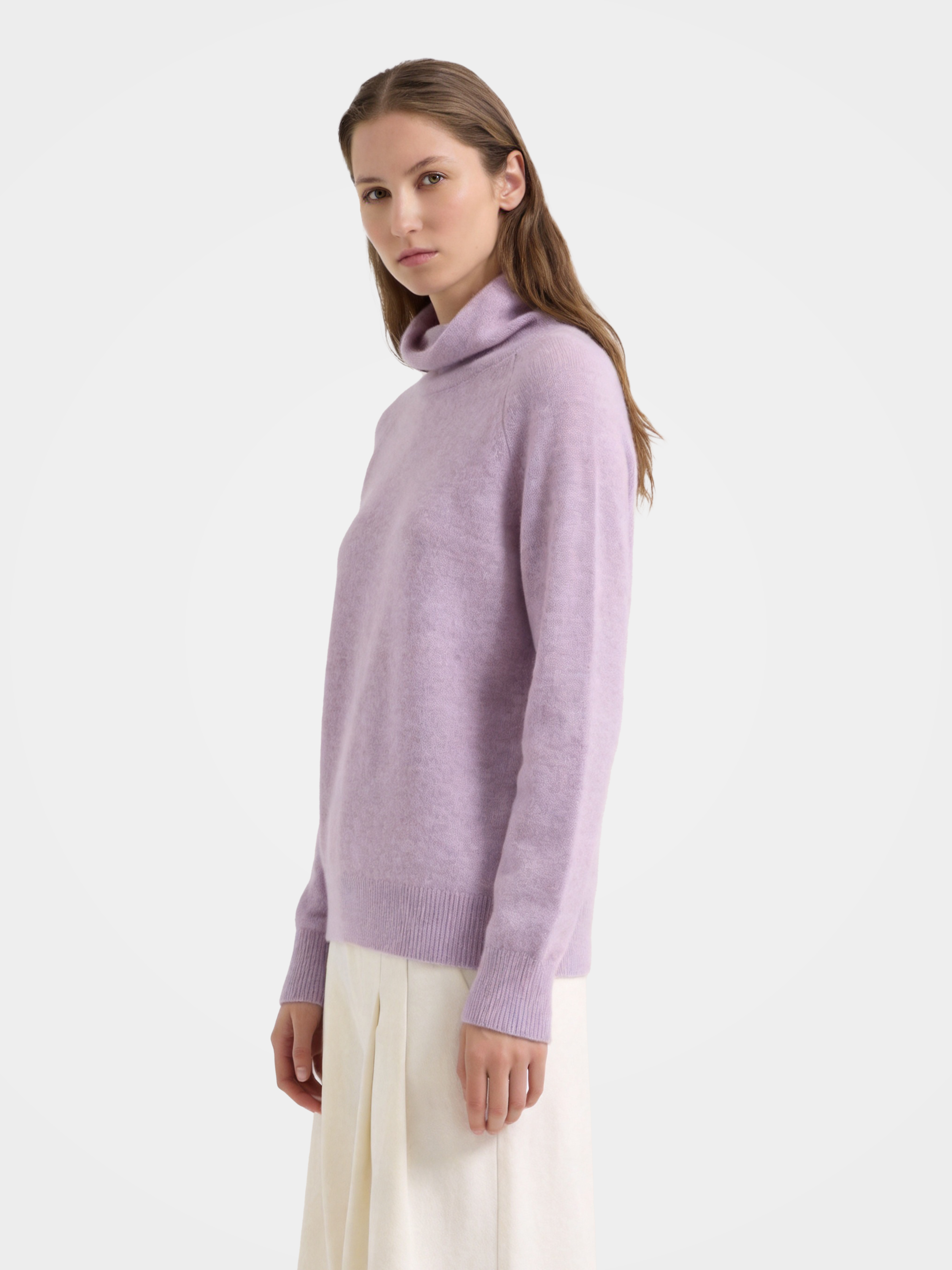 Soft Cashmere Silk Blend Turtleneck Sweater Long Sleeve Knit Pullover