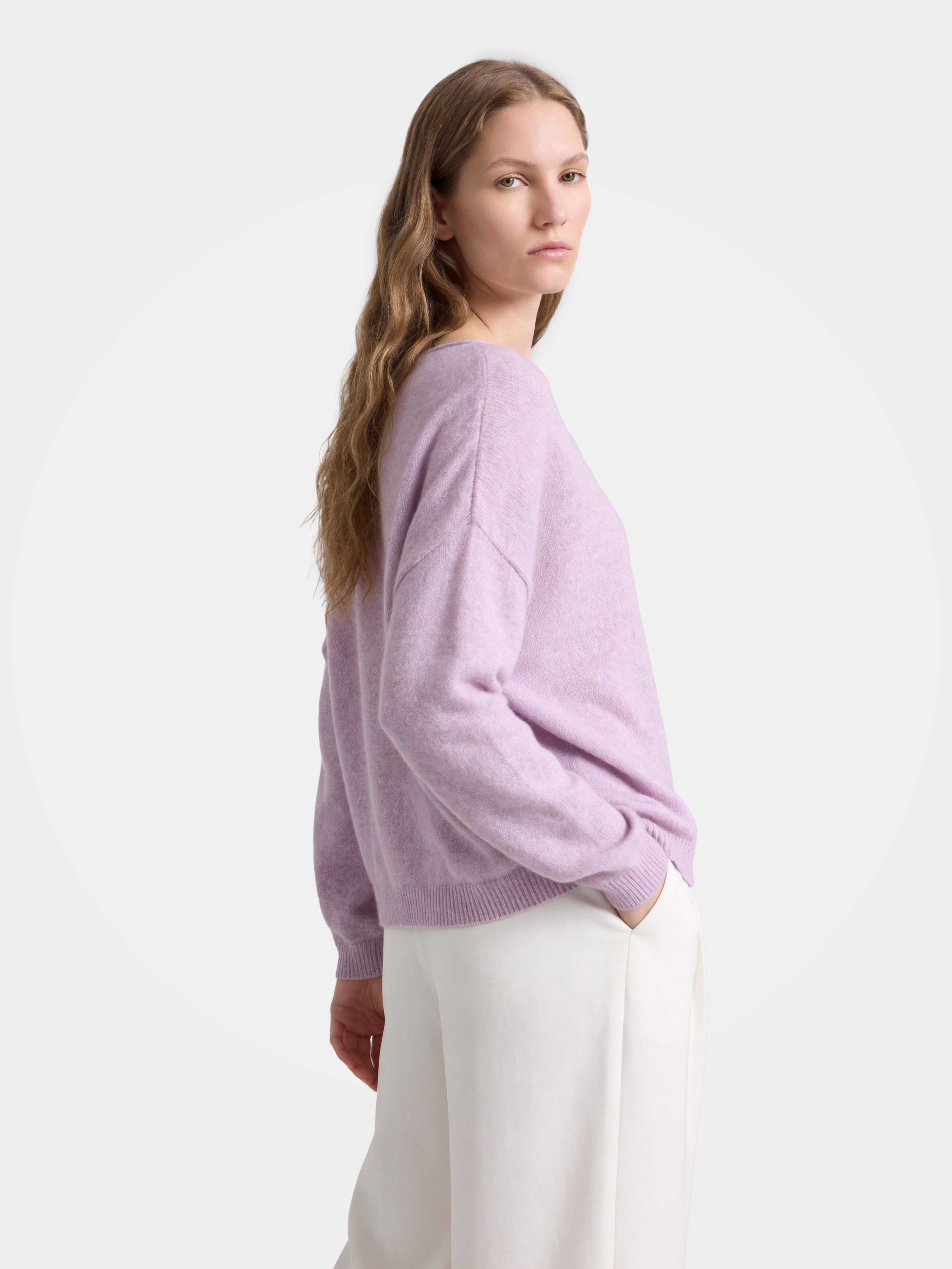 Cashmere Silk Blend Oversized Crew Neck Sweater