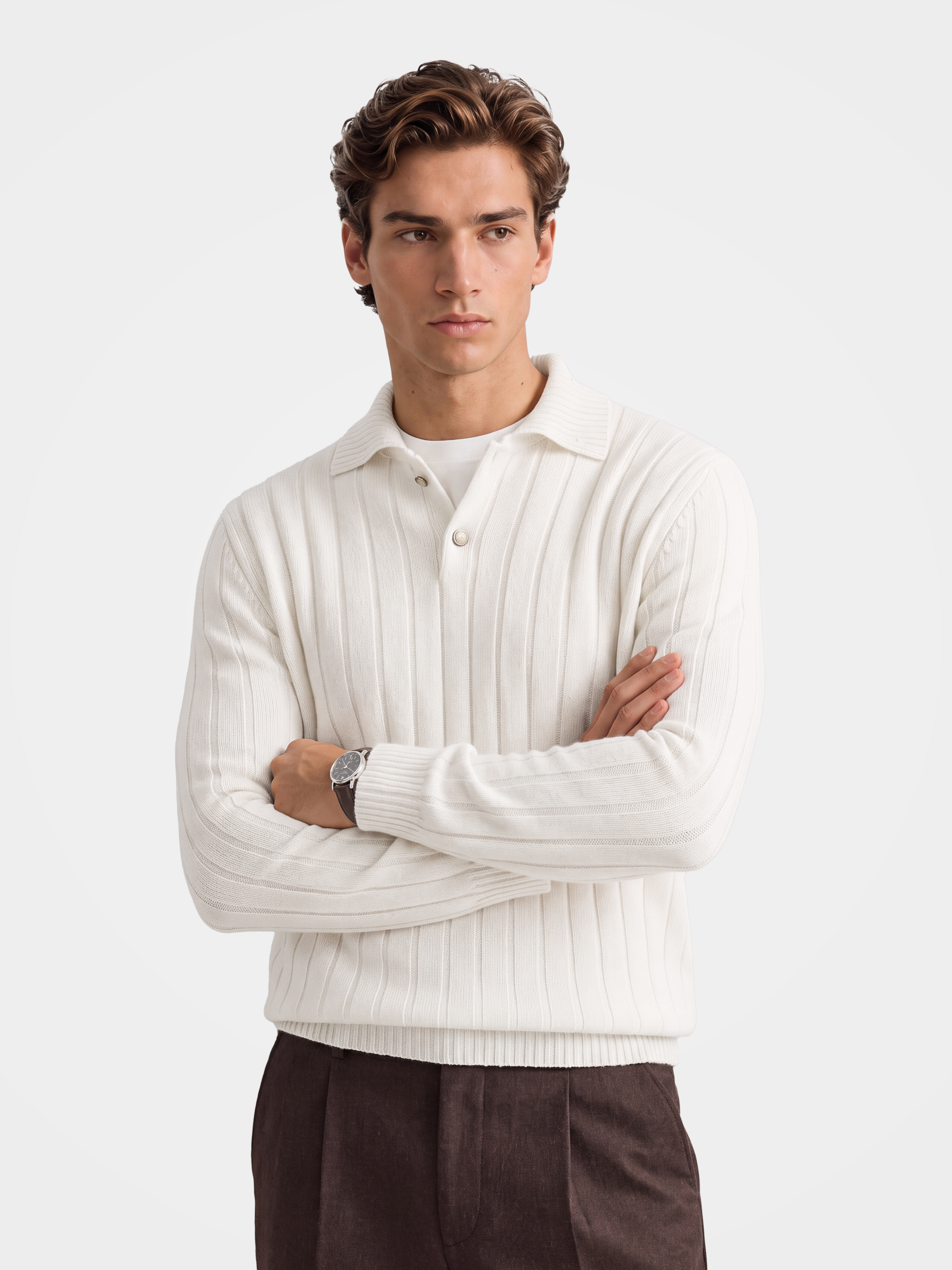 Men’s 100% Cashmere Collared Luxury Sweater