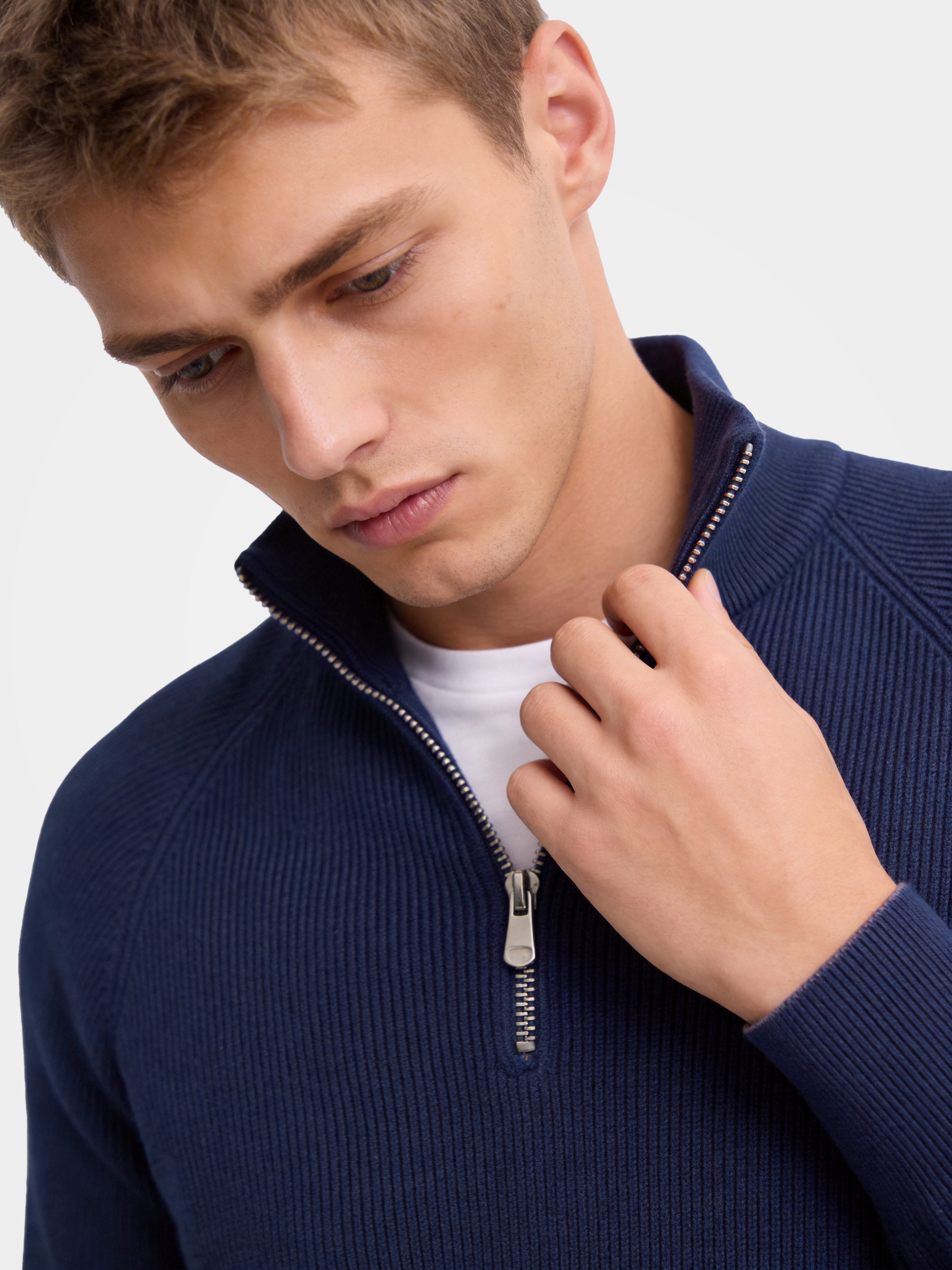 Men’s 100% Cashmere Mock Neck Quarter Zip Knit Pullover