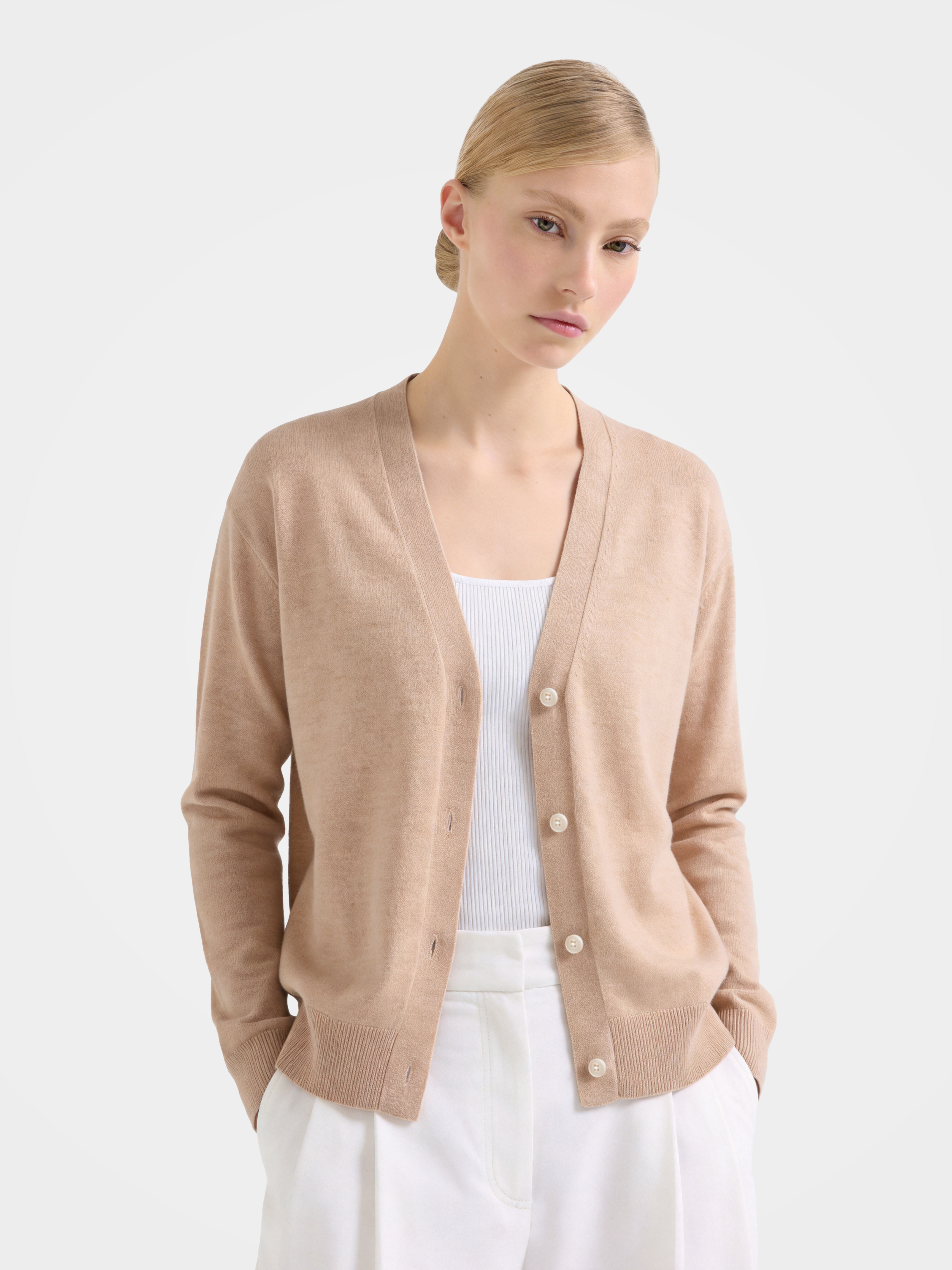 100% Mongolian Cashmere V-Neck Button Front Cardigan