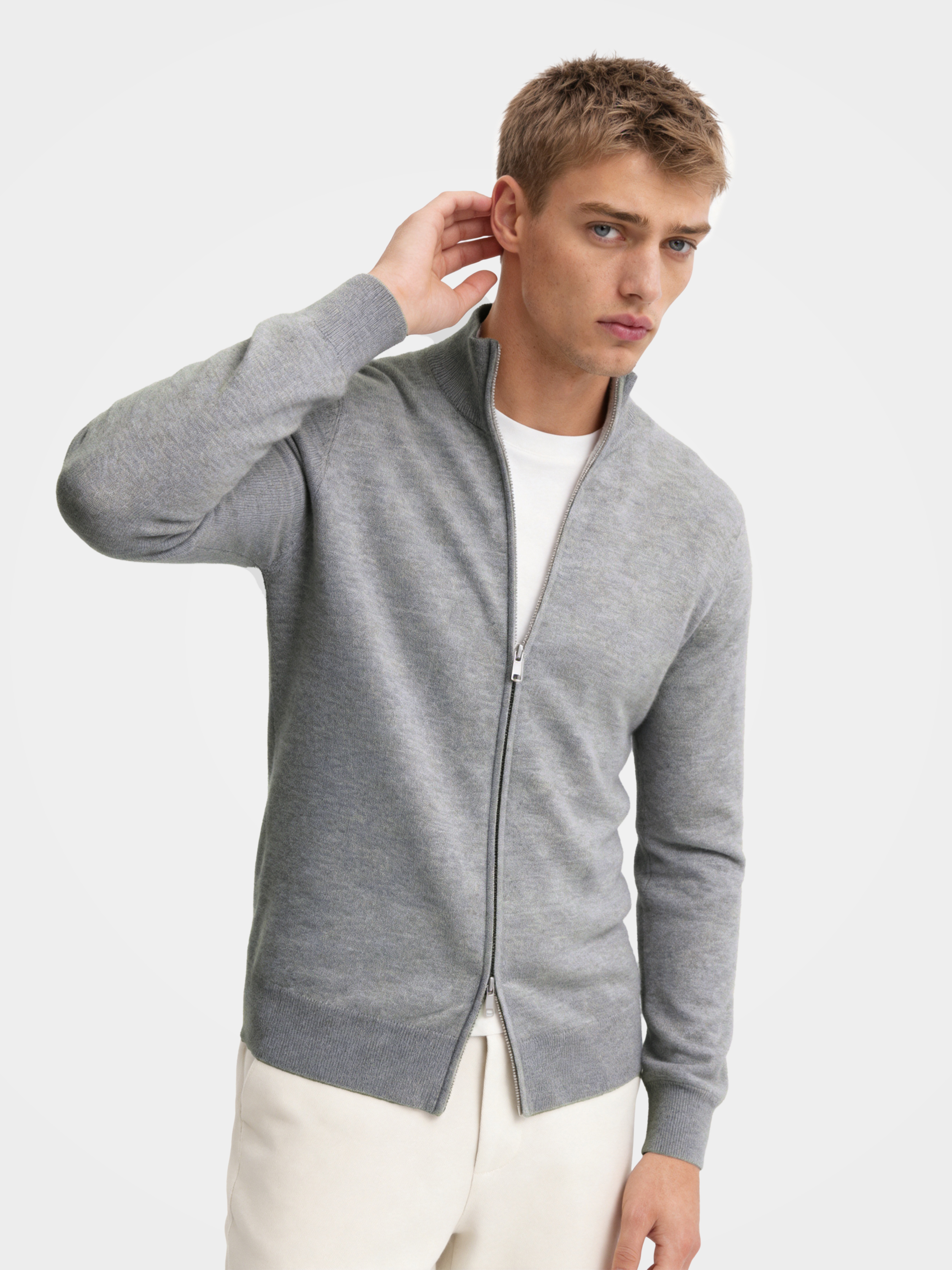 Pre-Order |Men's 100% Cashmere Mock Neck Full-Zip Cardigan (10-14 Business Days)