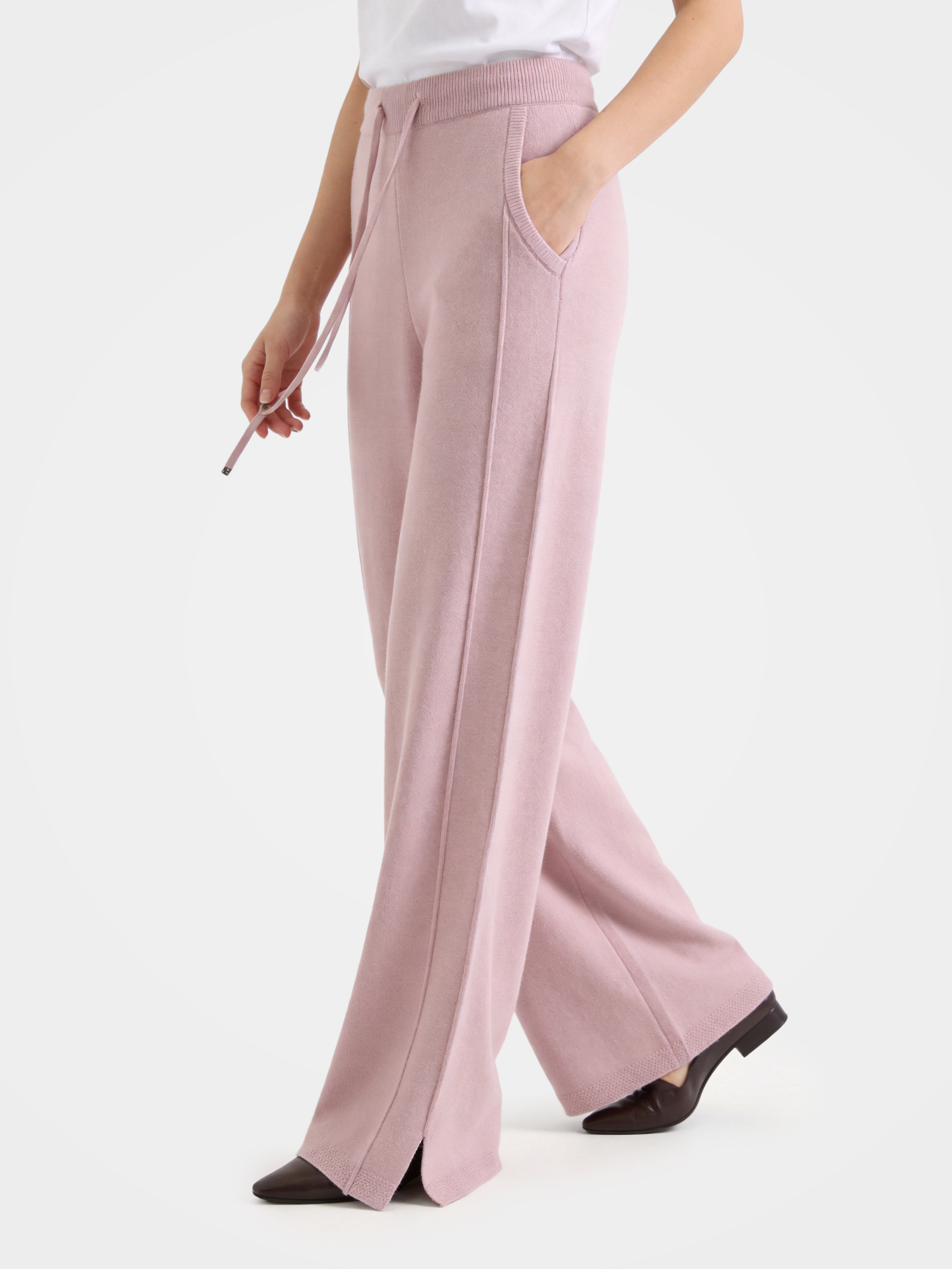 100% Cashmere Straight Leg Drawstring Pants