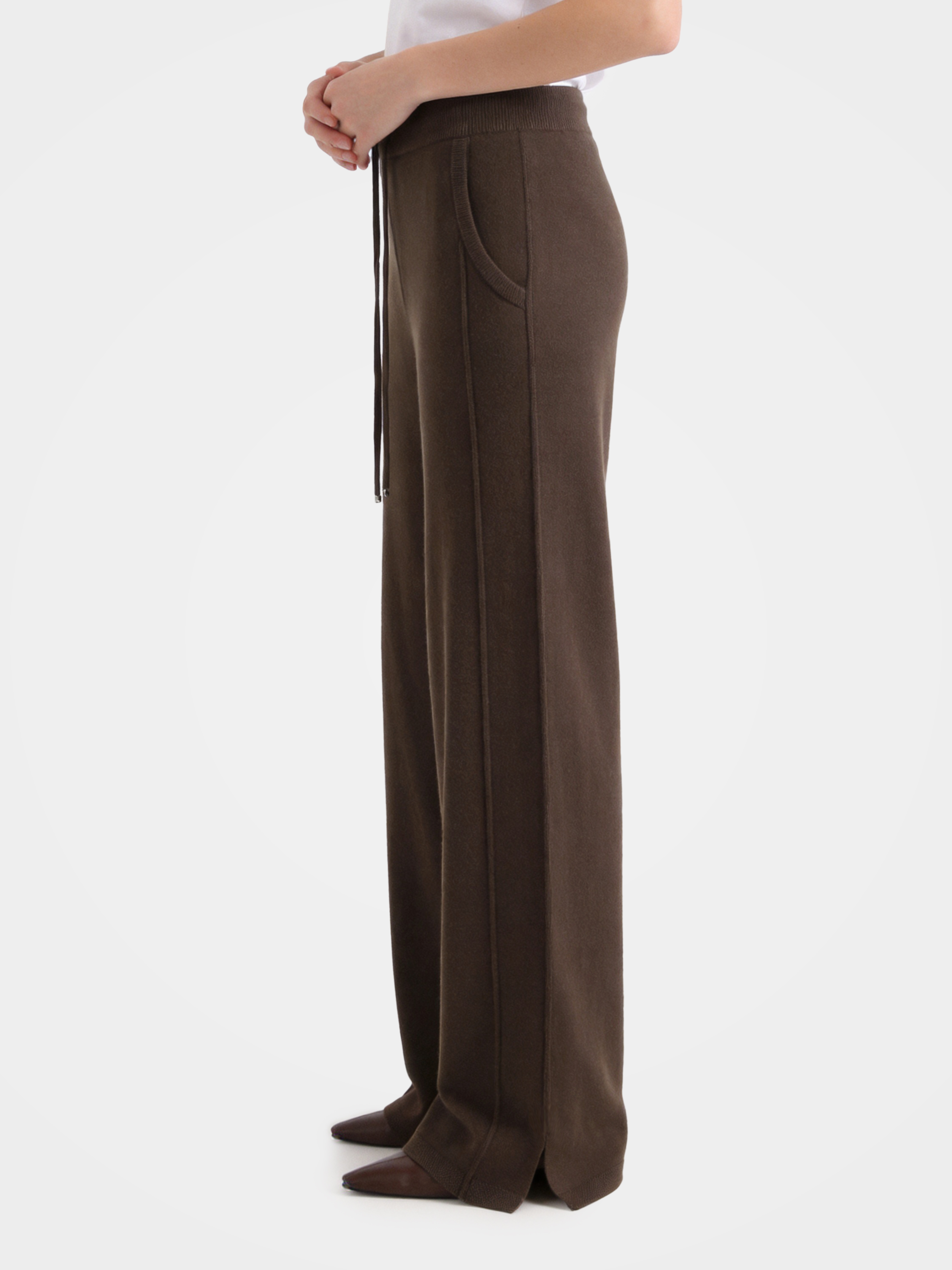 100% Cashmere Straight Leg Drawstring Pants