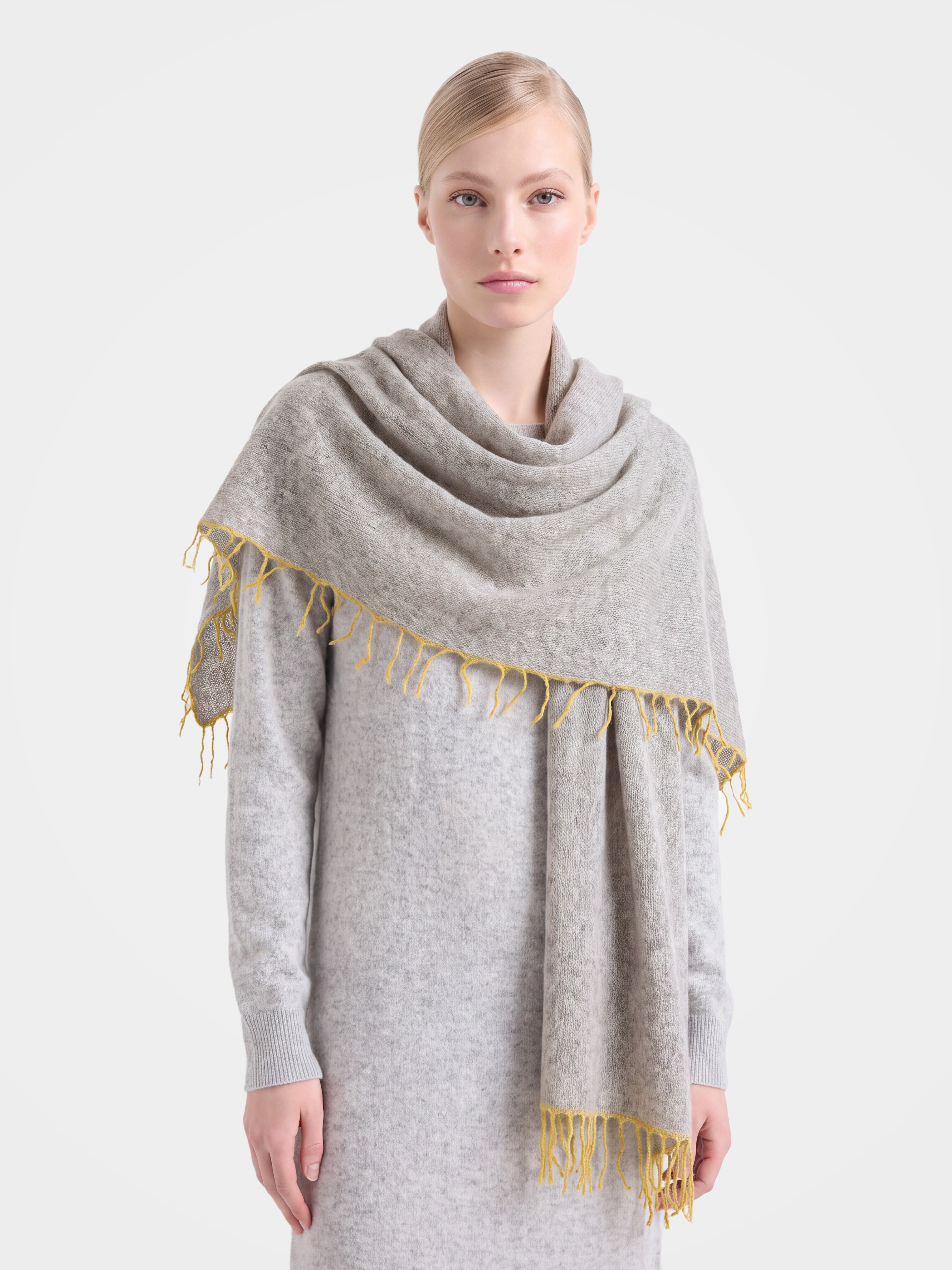 100% Cashmere Classic Plain Tassel Fringe Long Scarf
