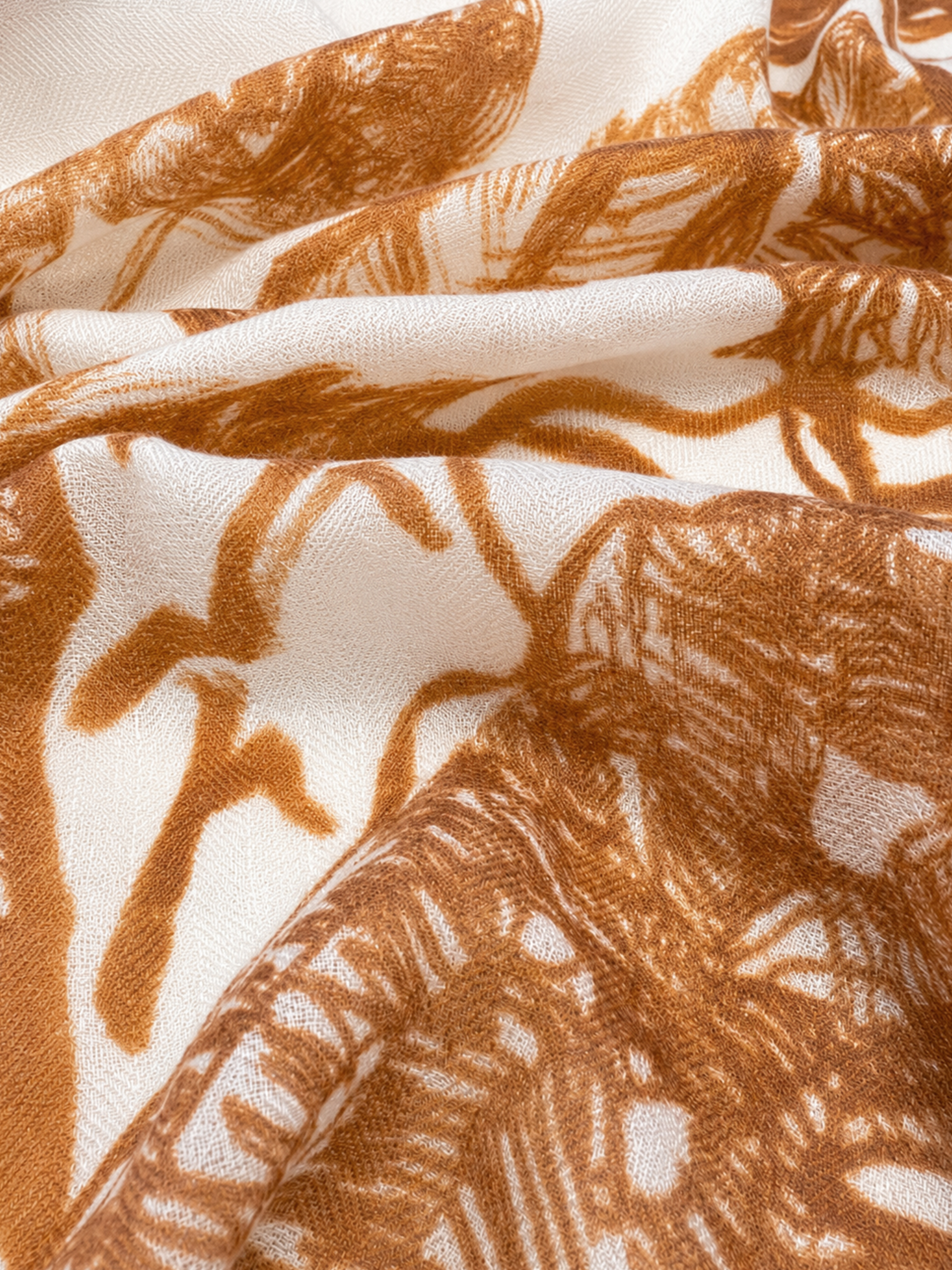 100% Cashmere Leaf Plant Square Scarf Lightweight Soft Luxury Wrap
