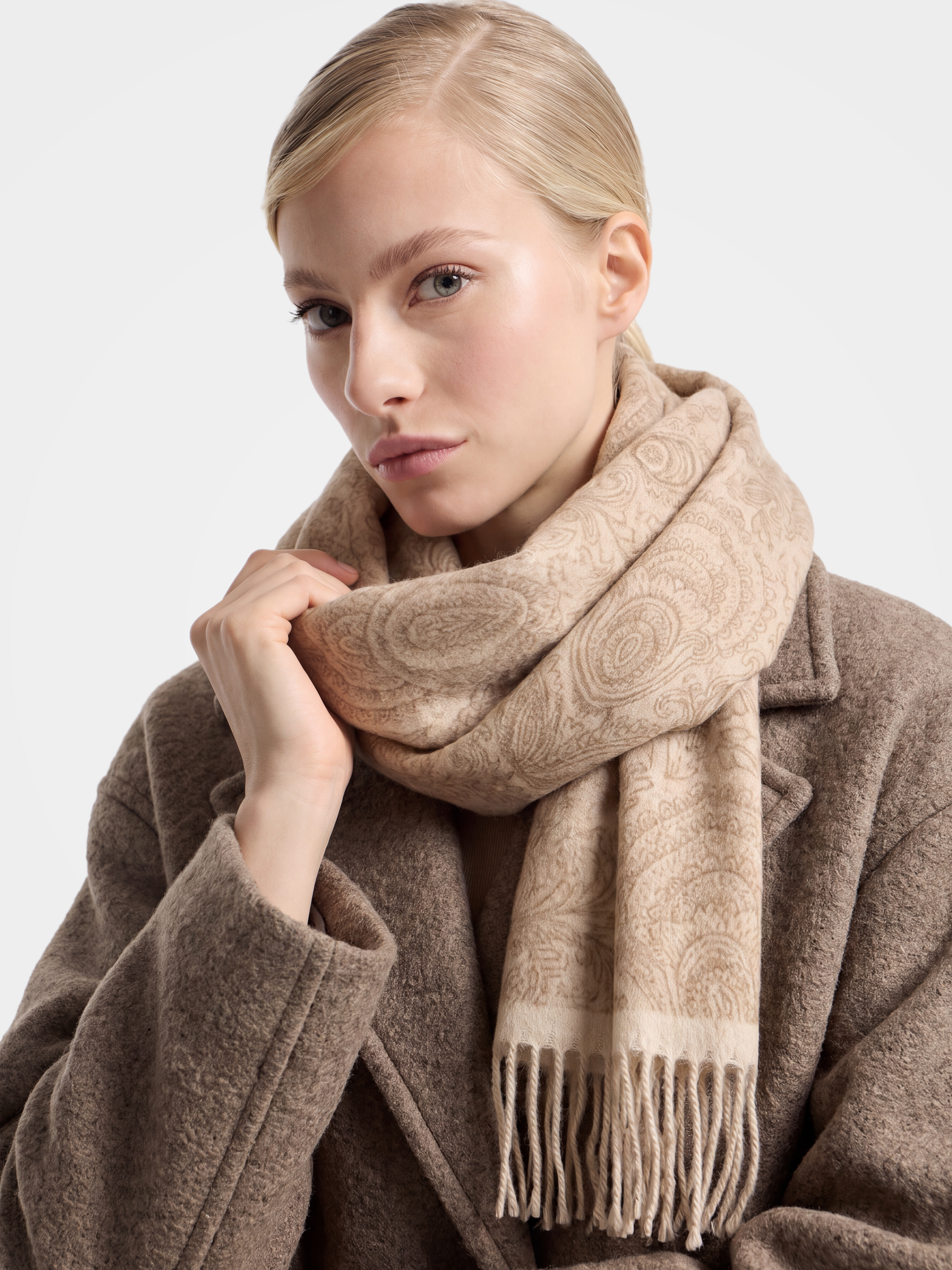 100% Cashmere Paisley Vintage Tassel Fringe Long Scarf