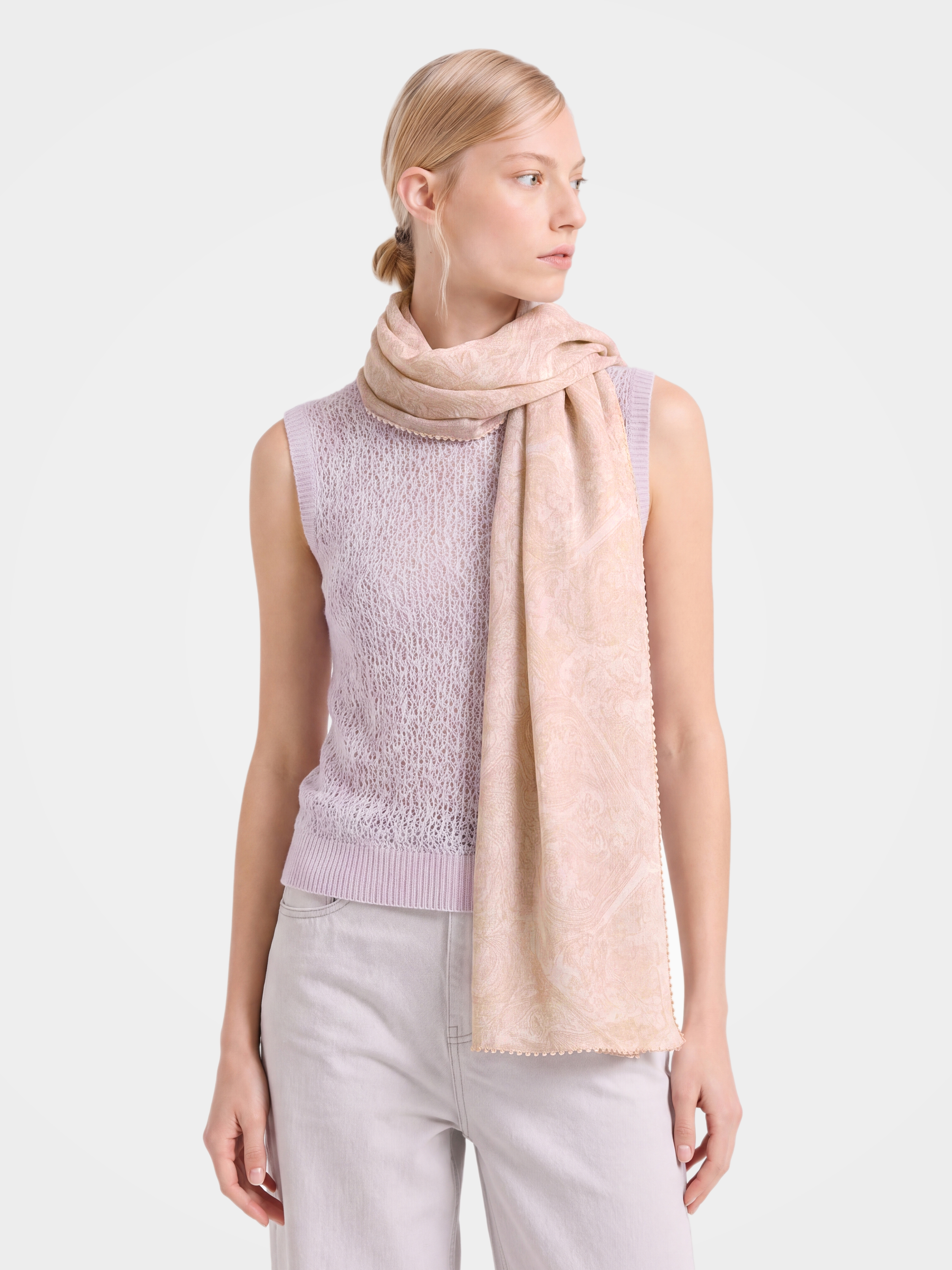 Refined 100% Cashmere Printed Shawl Scarf