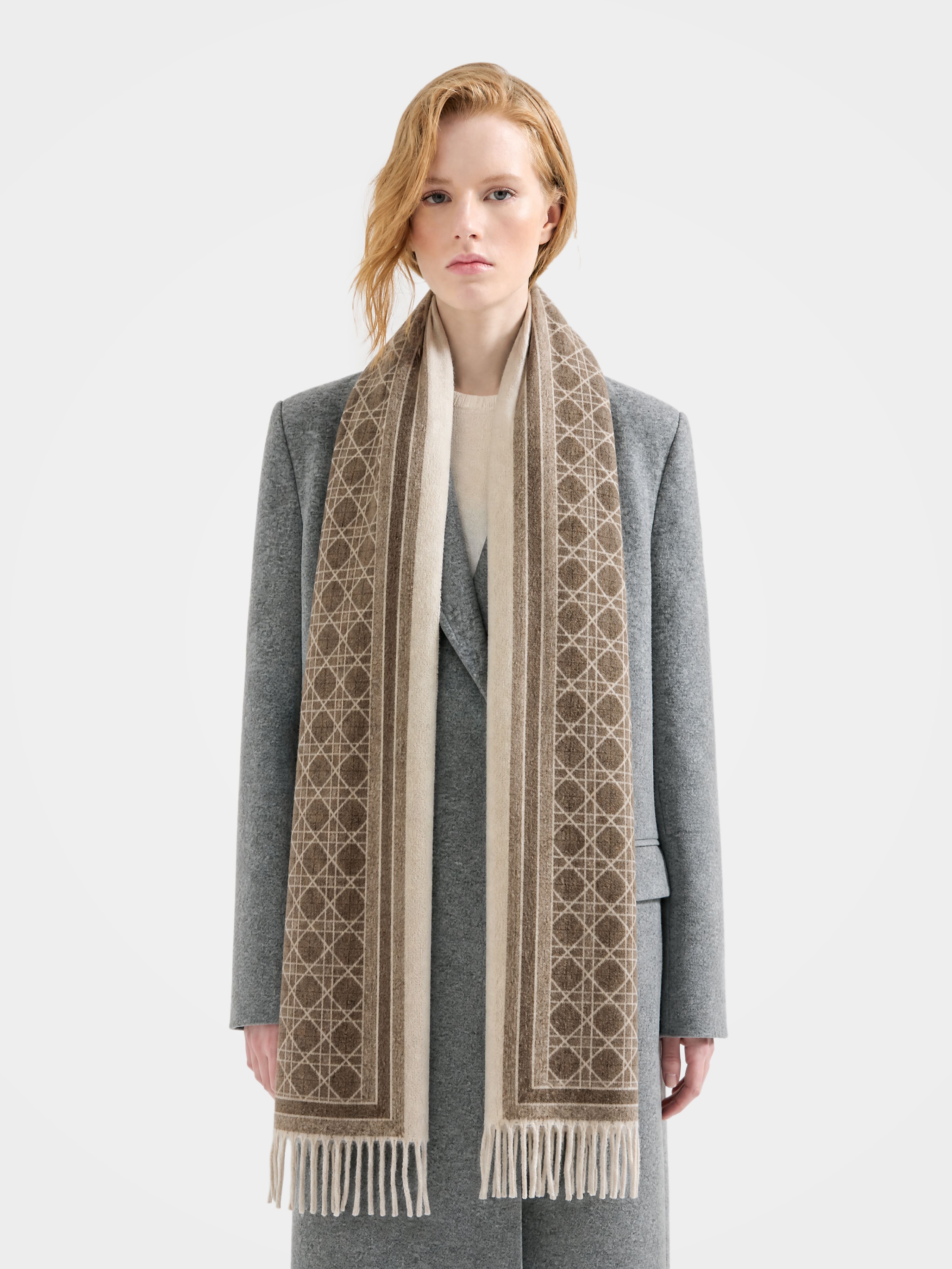 100% Cashmere Plaid Tassel Fringe Long Scarf