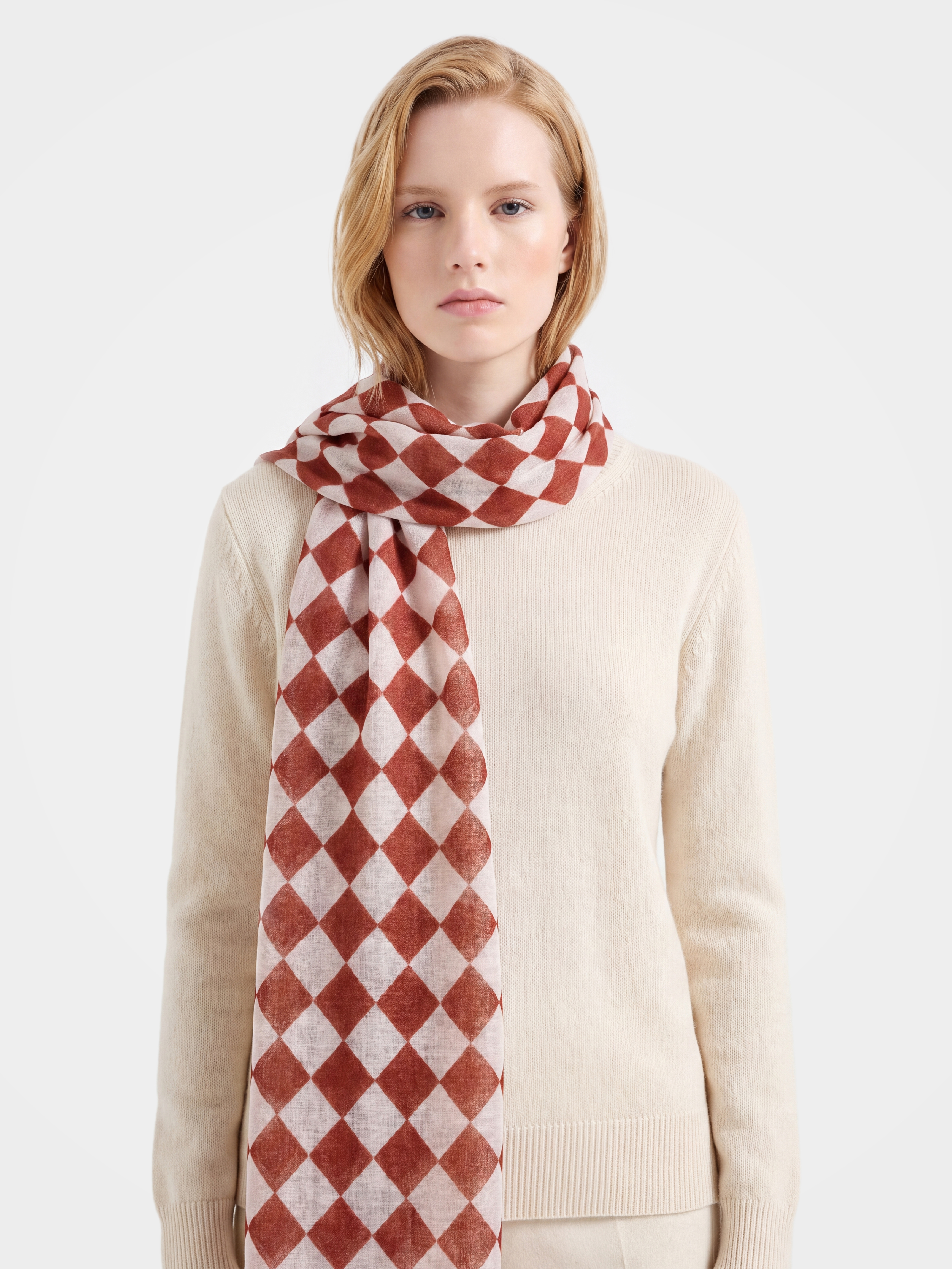 100% Cashmere Plaid Long Scarf Lightweight Luxury Wrap