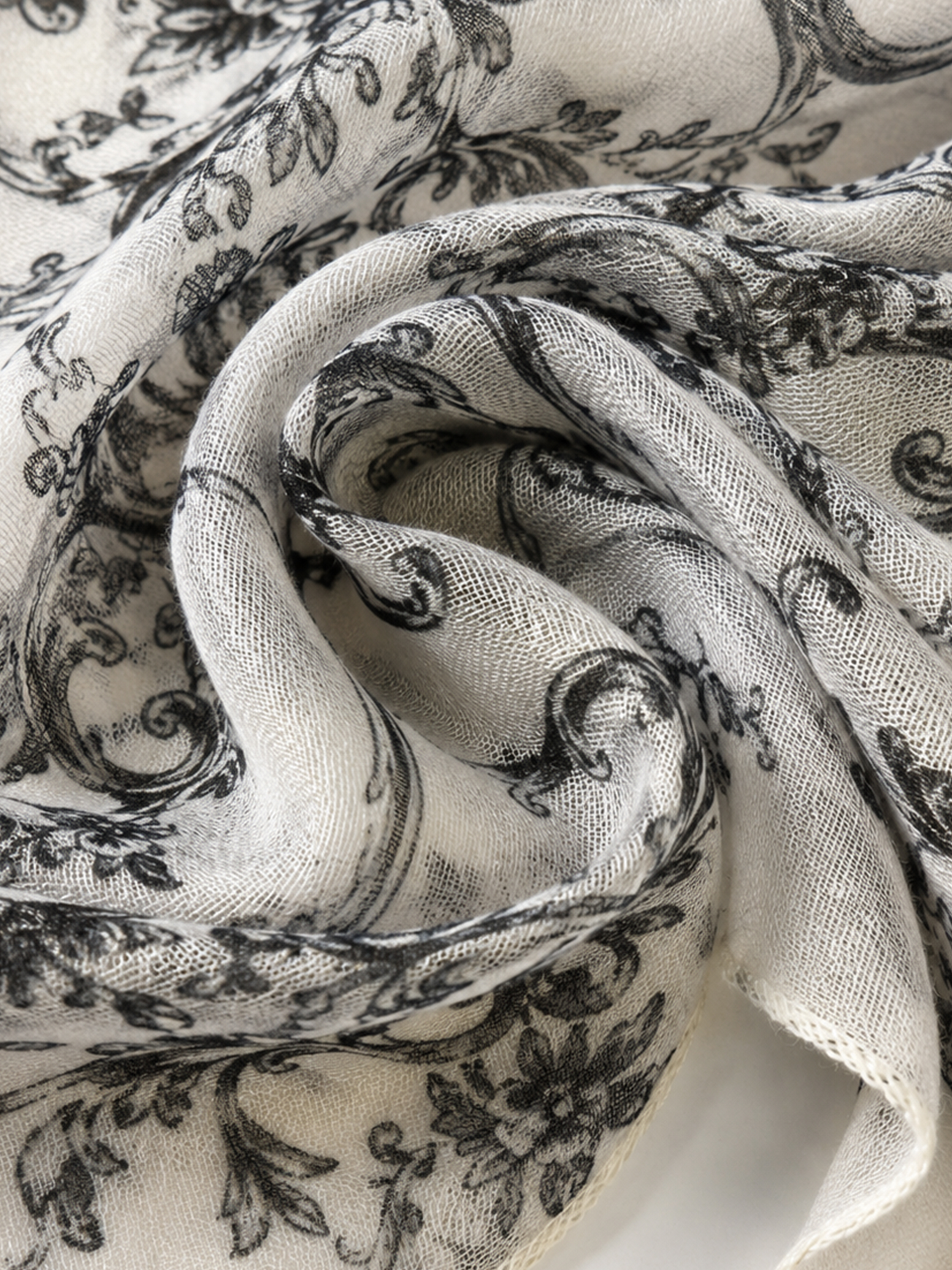 100% Cashmere Floral Long Scarf Lightweight Luxury Wrap