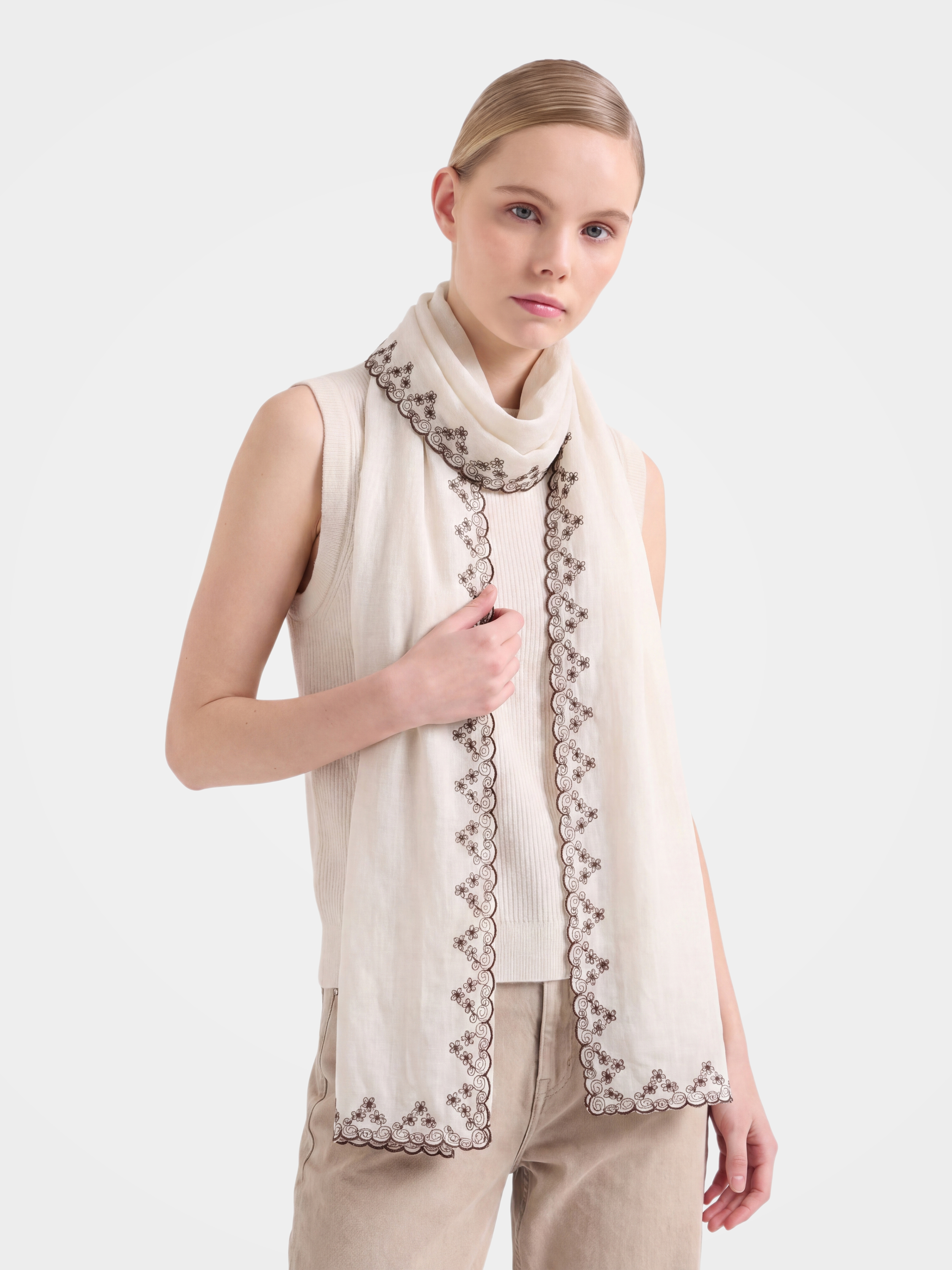 100% Cashmere Classic Floral Long Lightweight Soft Scarf