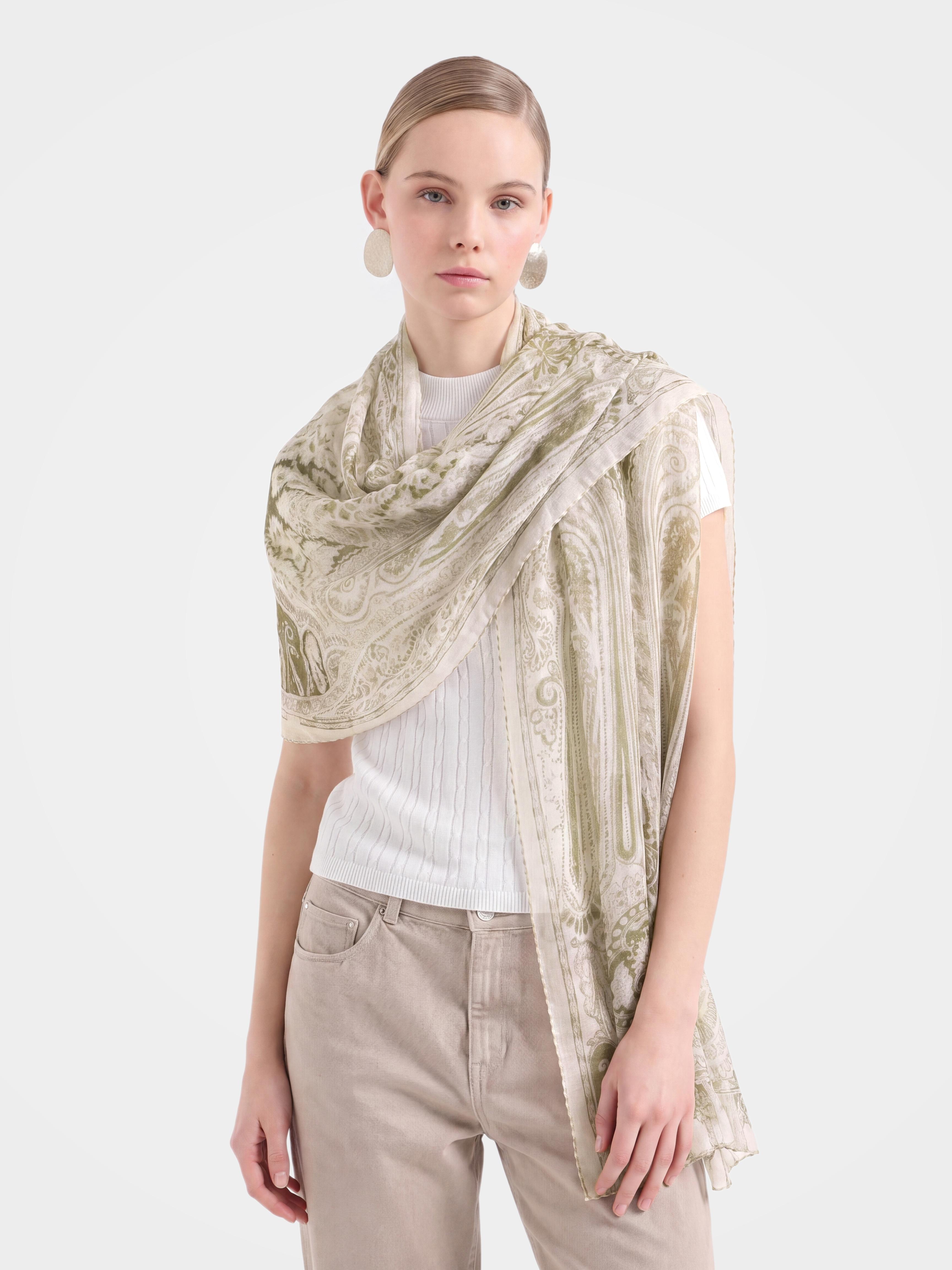 100% Cashmere Paisley Vintage Long Scarf
