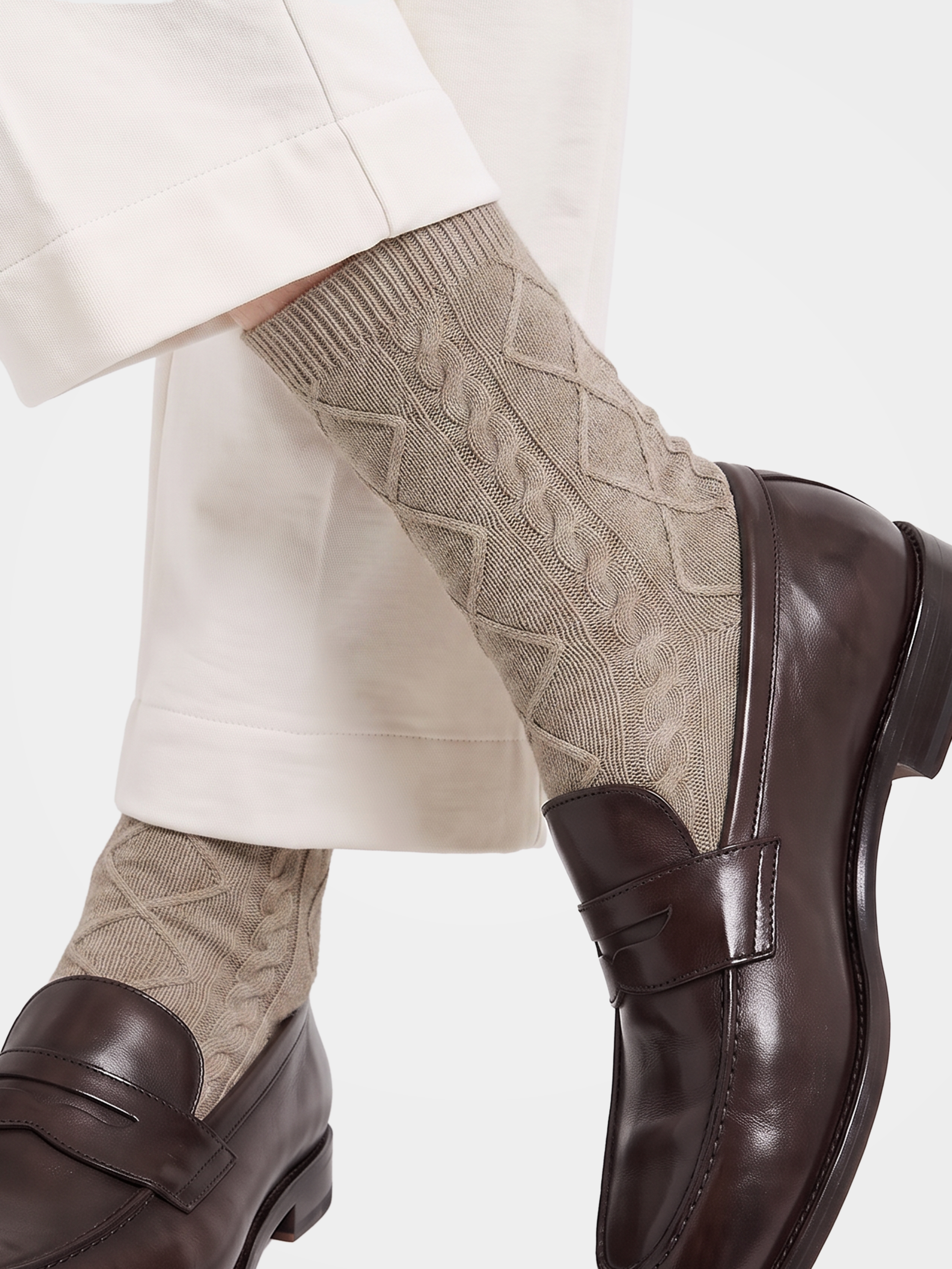 100% Cashmere Cable Knit Socks