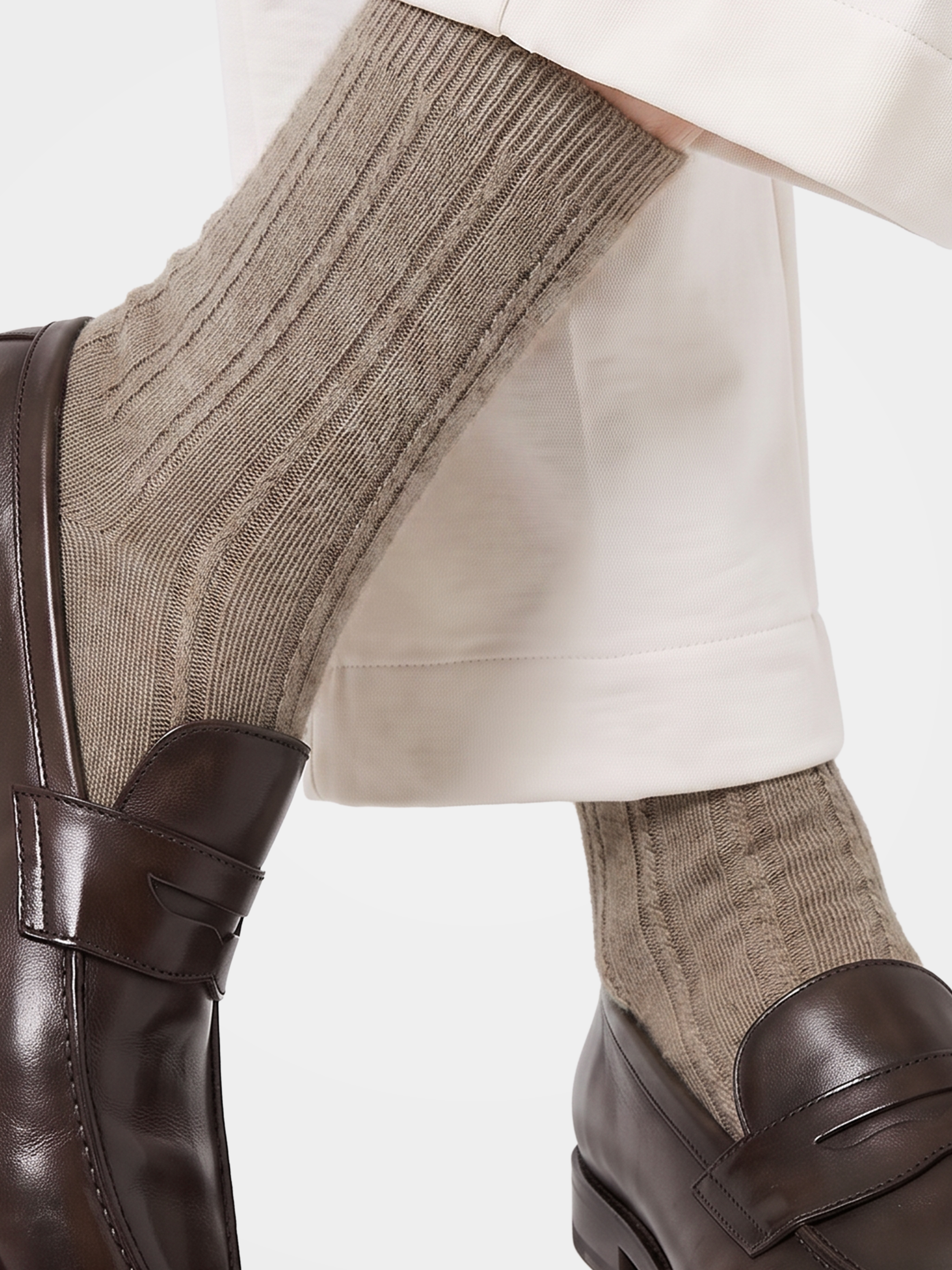 100% Cashmere Rib Knit Crew Socks