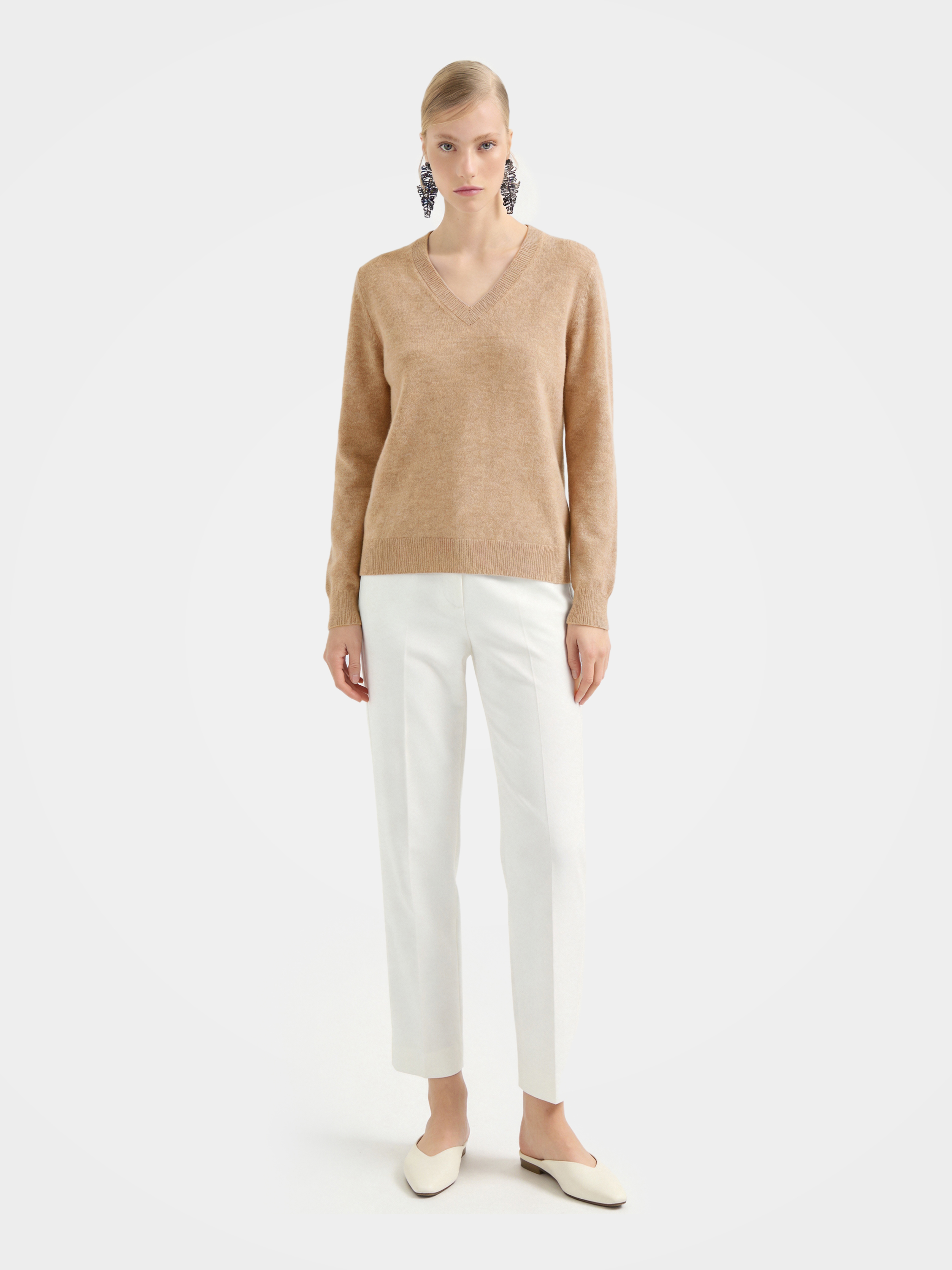 Lightweight 100% Mongolian Cashmere V-Neck Sweater