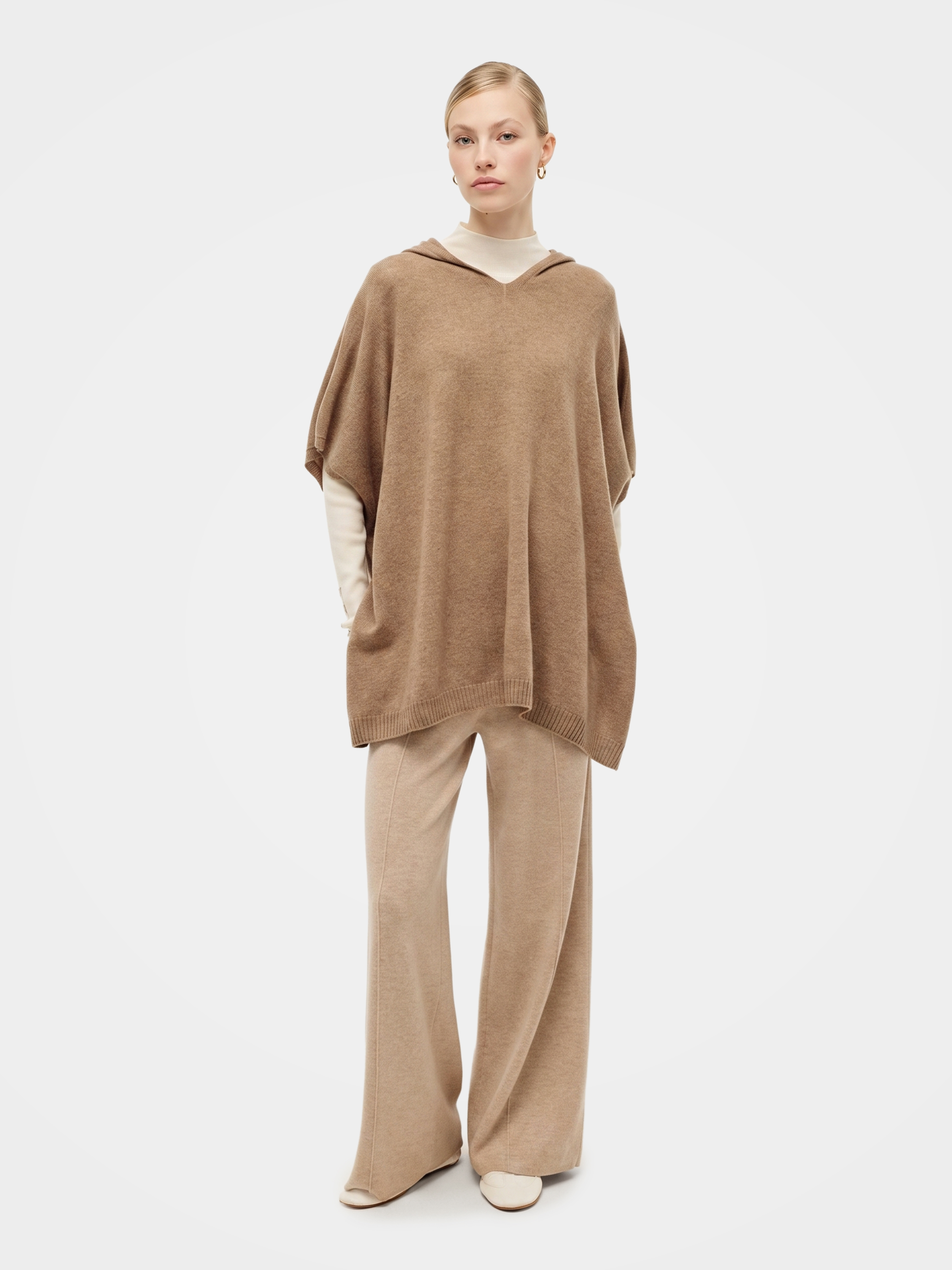 Pre-Order | 100% Cashmere Hooded Poncho Sweater (10-14 Business Days)