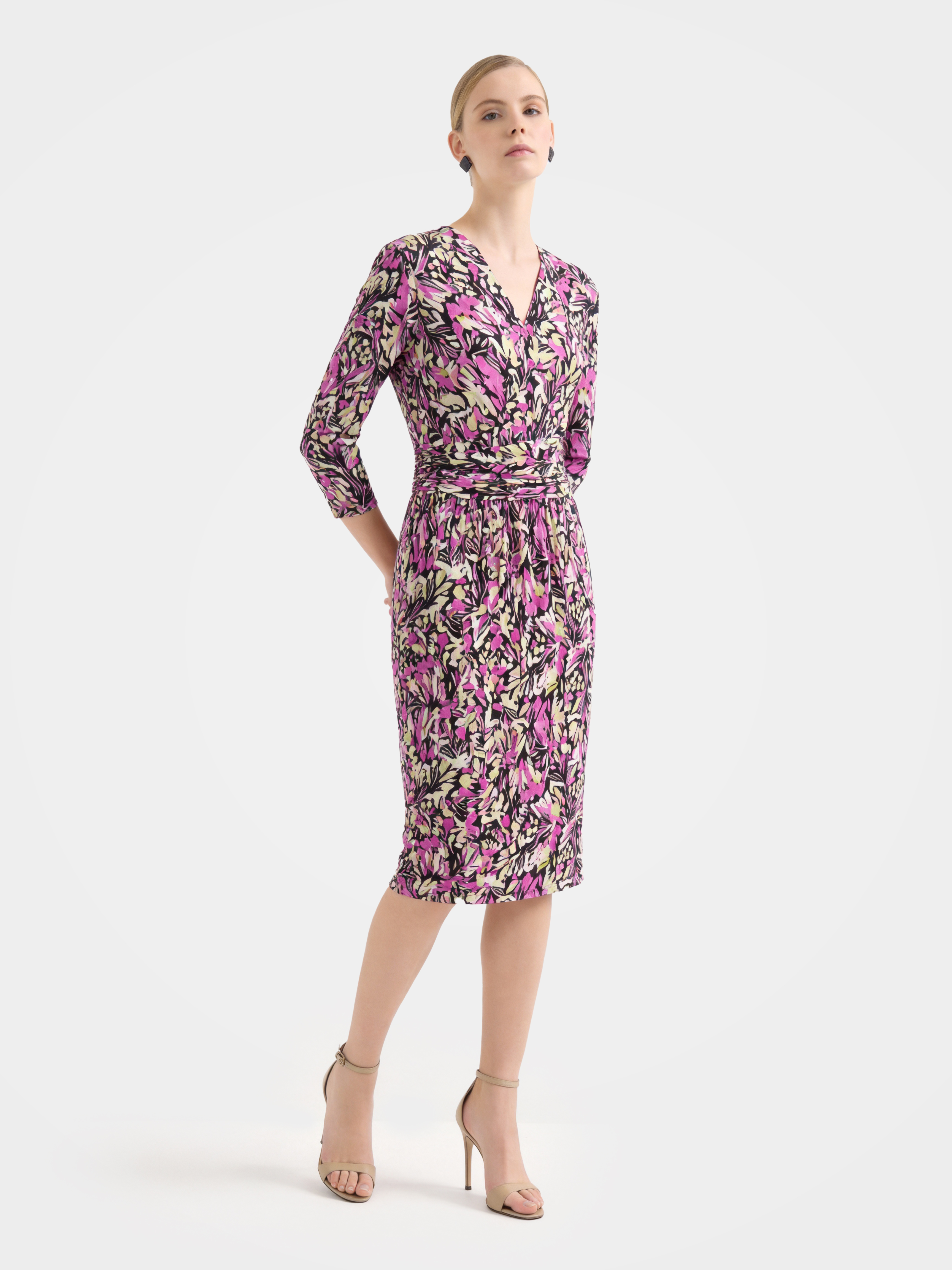 Luxury Mulberry Silk Geometric Breathable Midi Dress