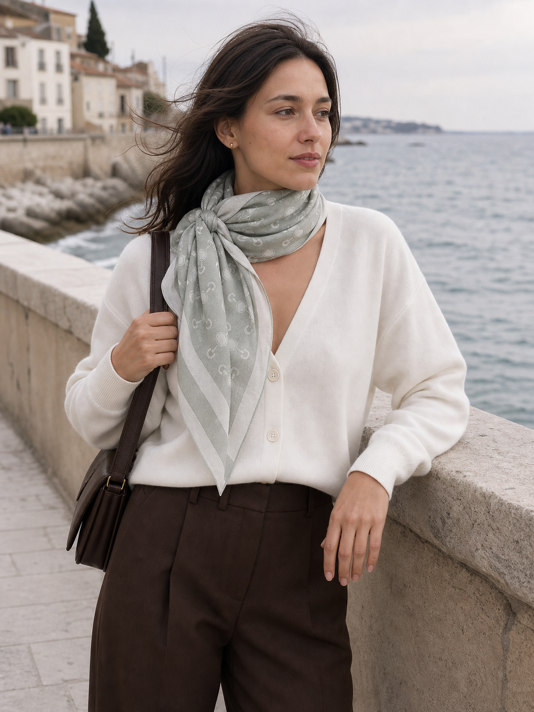 100% Cashmere Chain Print Square Scarf