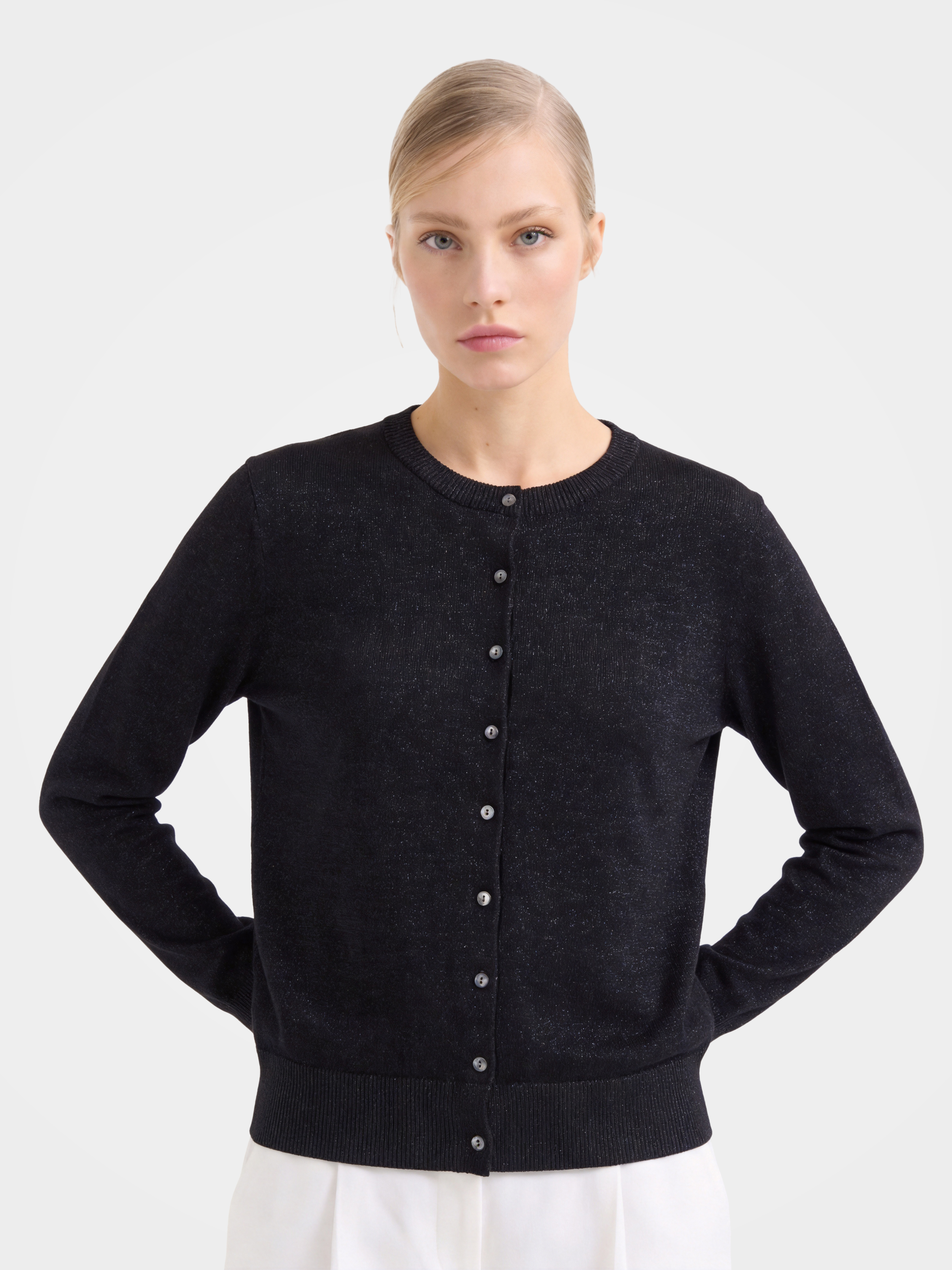Cashmere Tencel Blend Lightweight Shimmer Cardigan