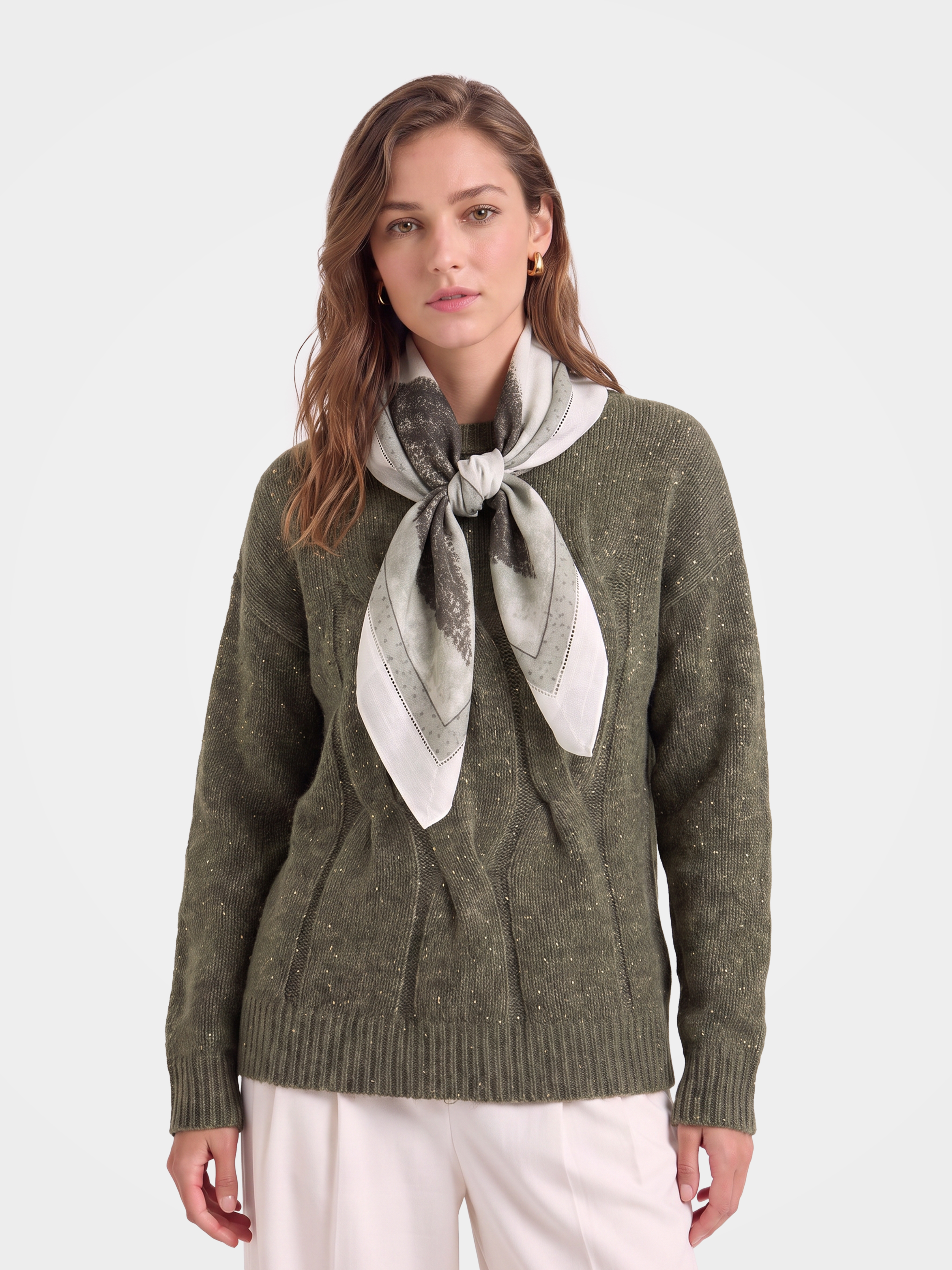 100% Cashmere Speckled Border Square Scarf Textured Wrap