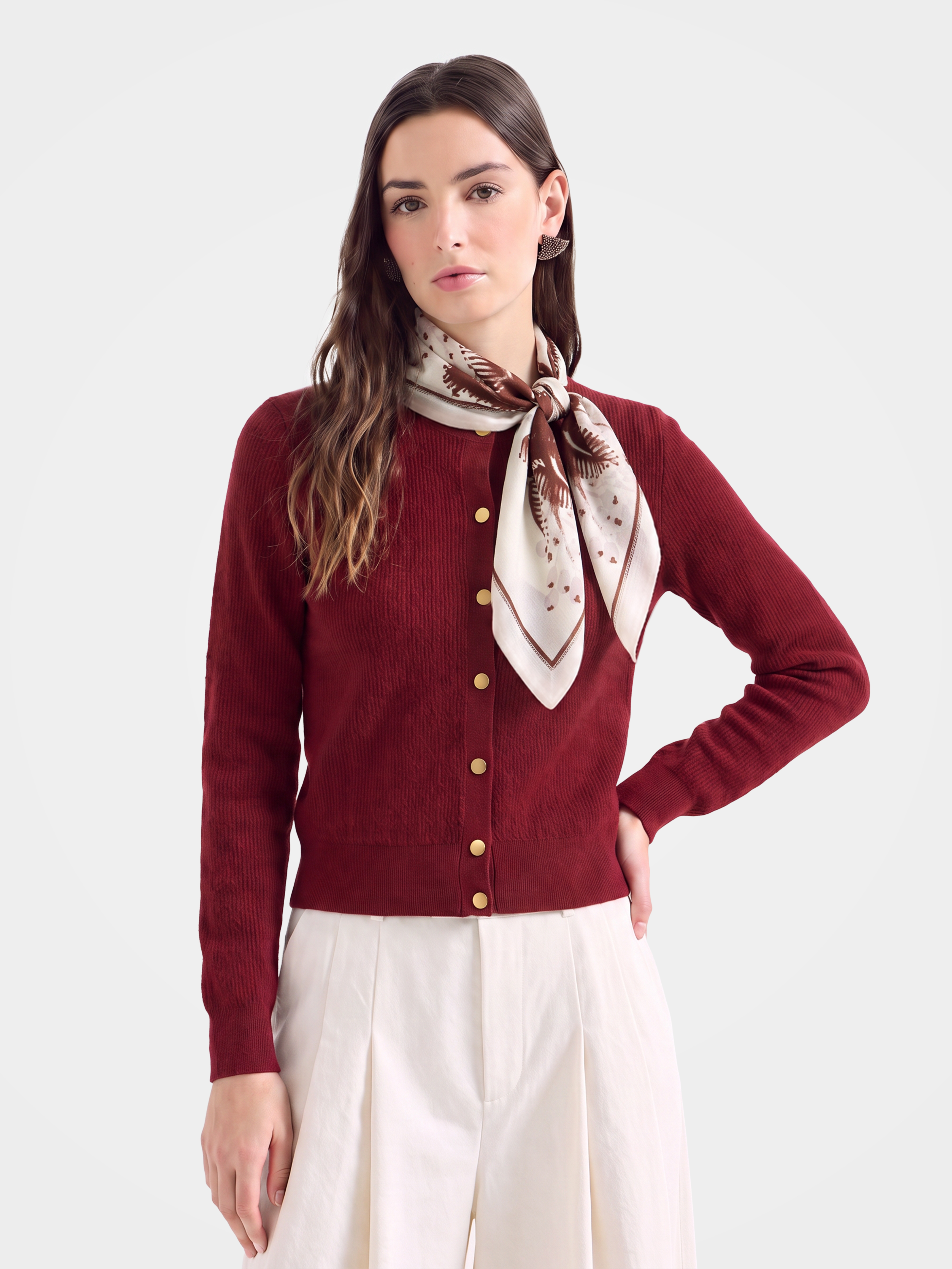 100% Cashmere Leaf Square Scarf Textured Wrap