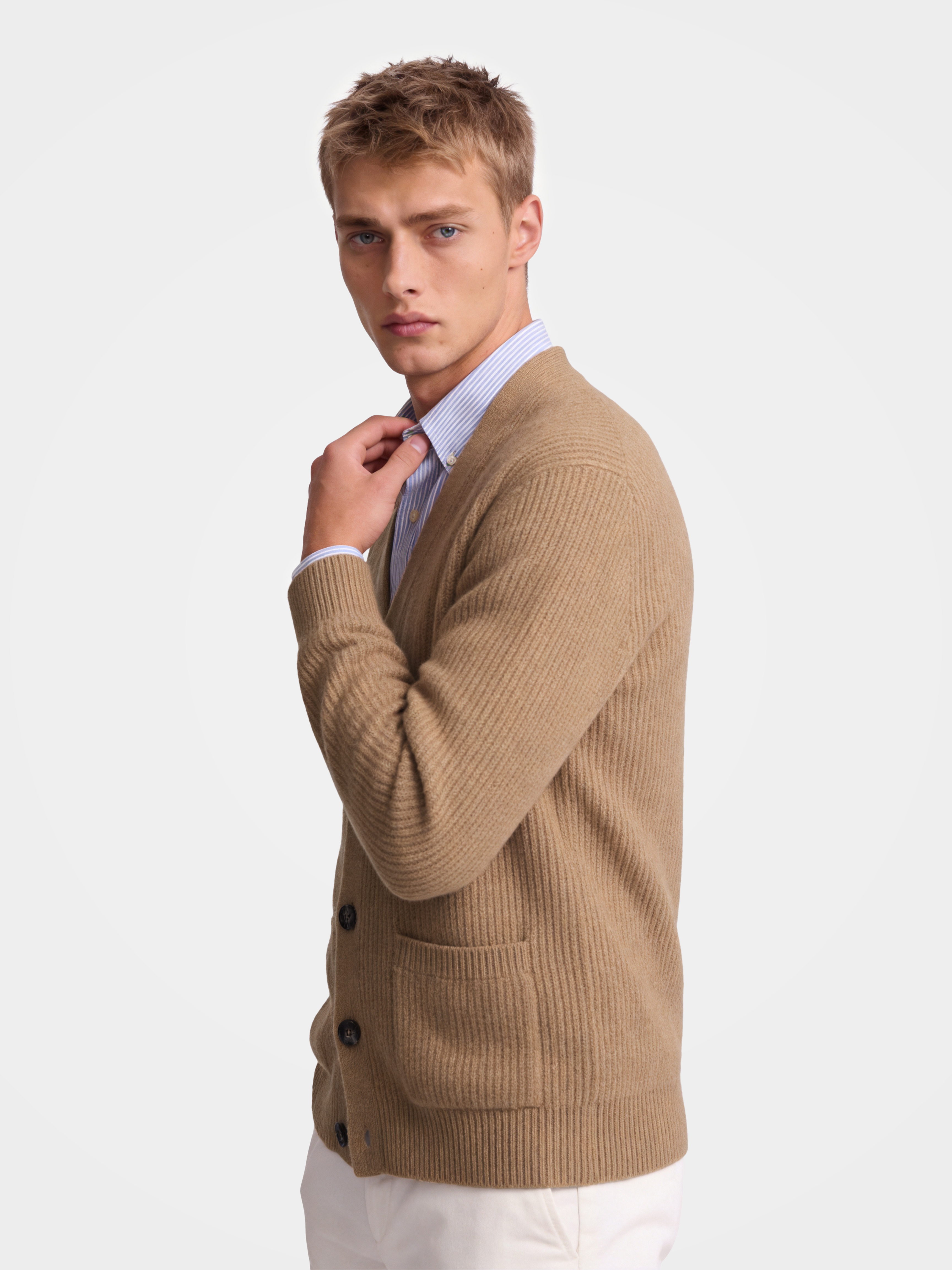 Pre-Order | Men's 100% Cashmere V-Neck Button Front Cardigan (10-14 Business Days)