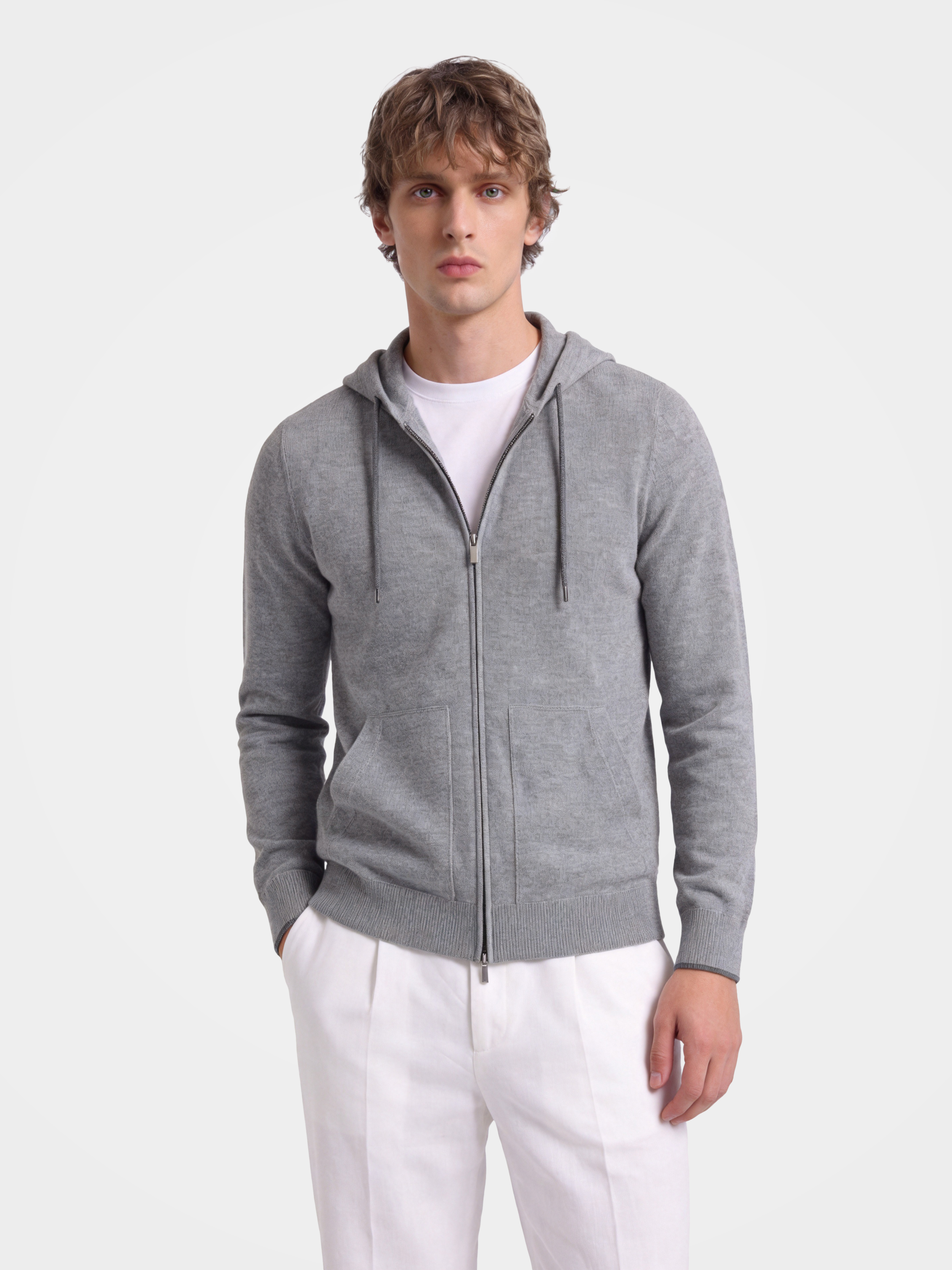 Pre-Order | Men's 100% Cashmere Hooded Full-Zip Cardigan (10-14 Business Days)