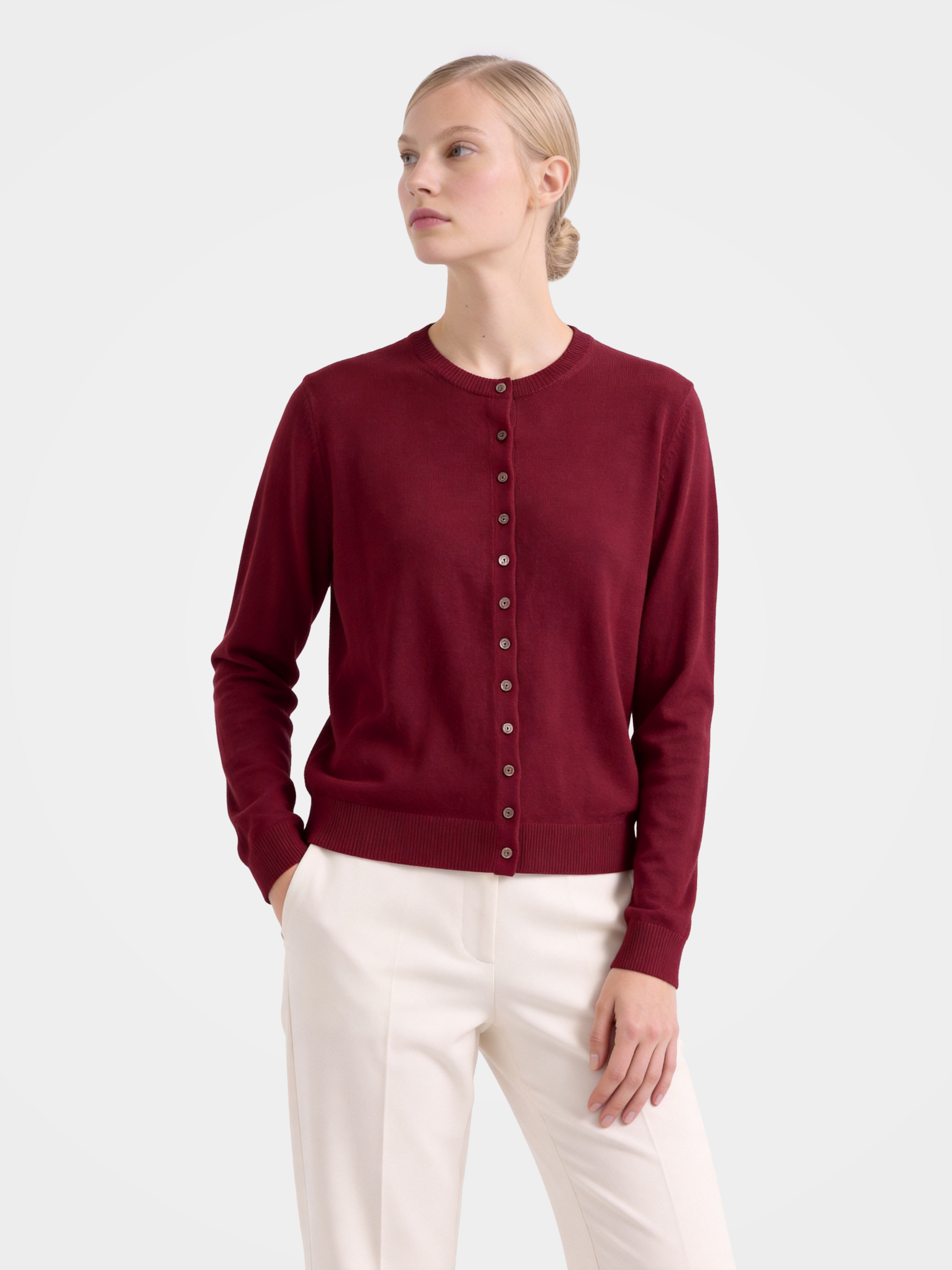 Pre-Order | 100% Cashmere Crew Neck Cardigan Sweater Soft Knitwear (10-14 Business Days)