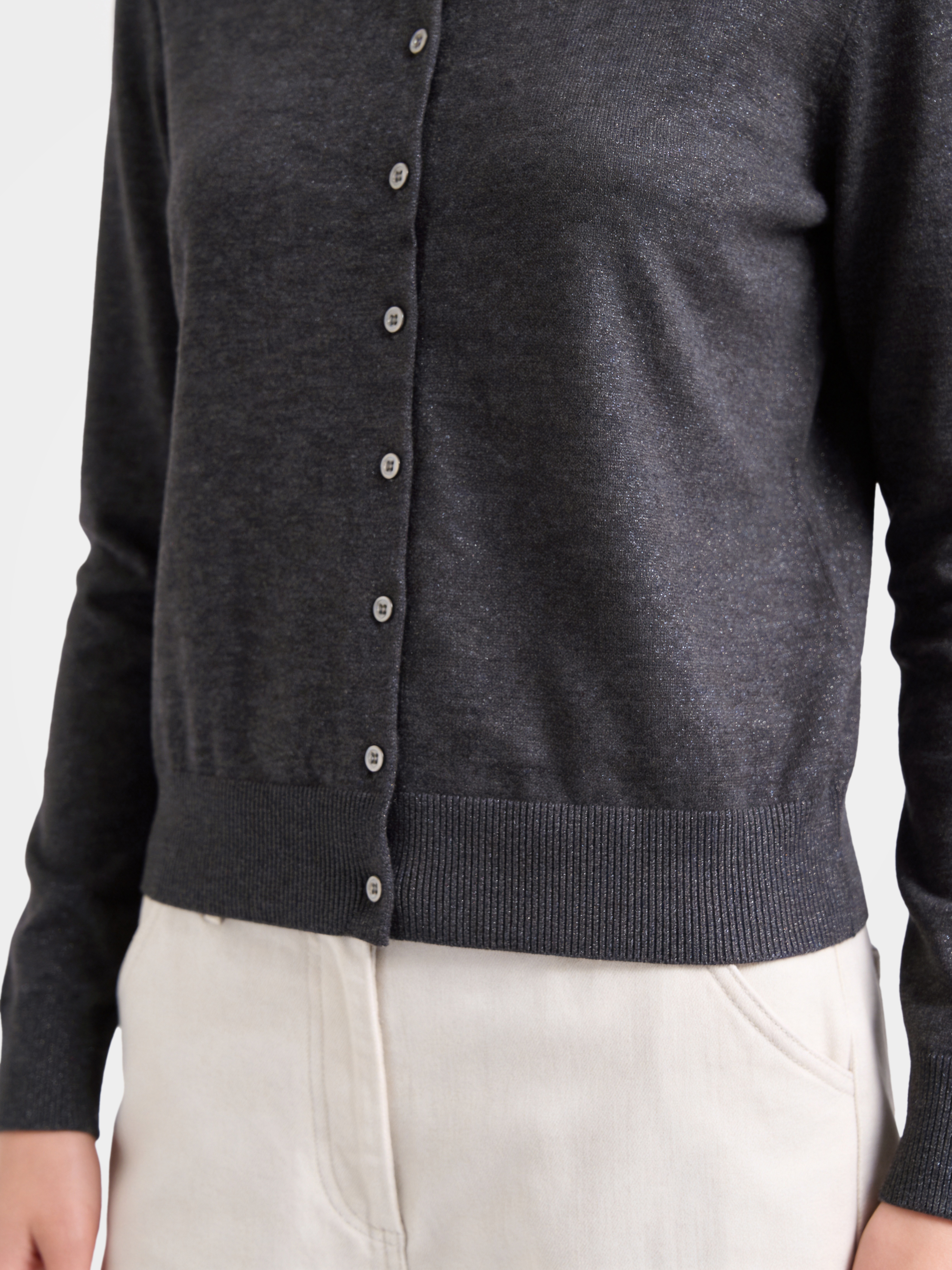 Cashmere Tencel Blend Lightweight Shimmer Cardigan