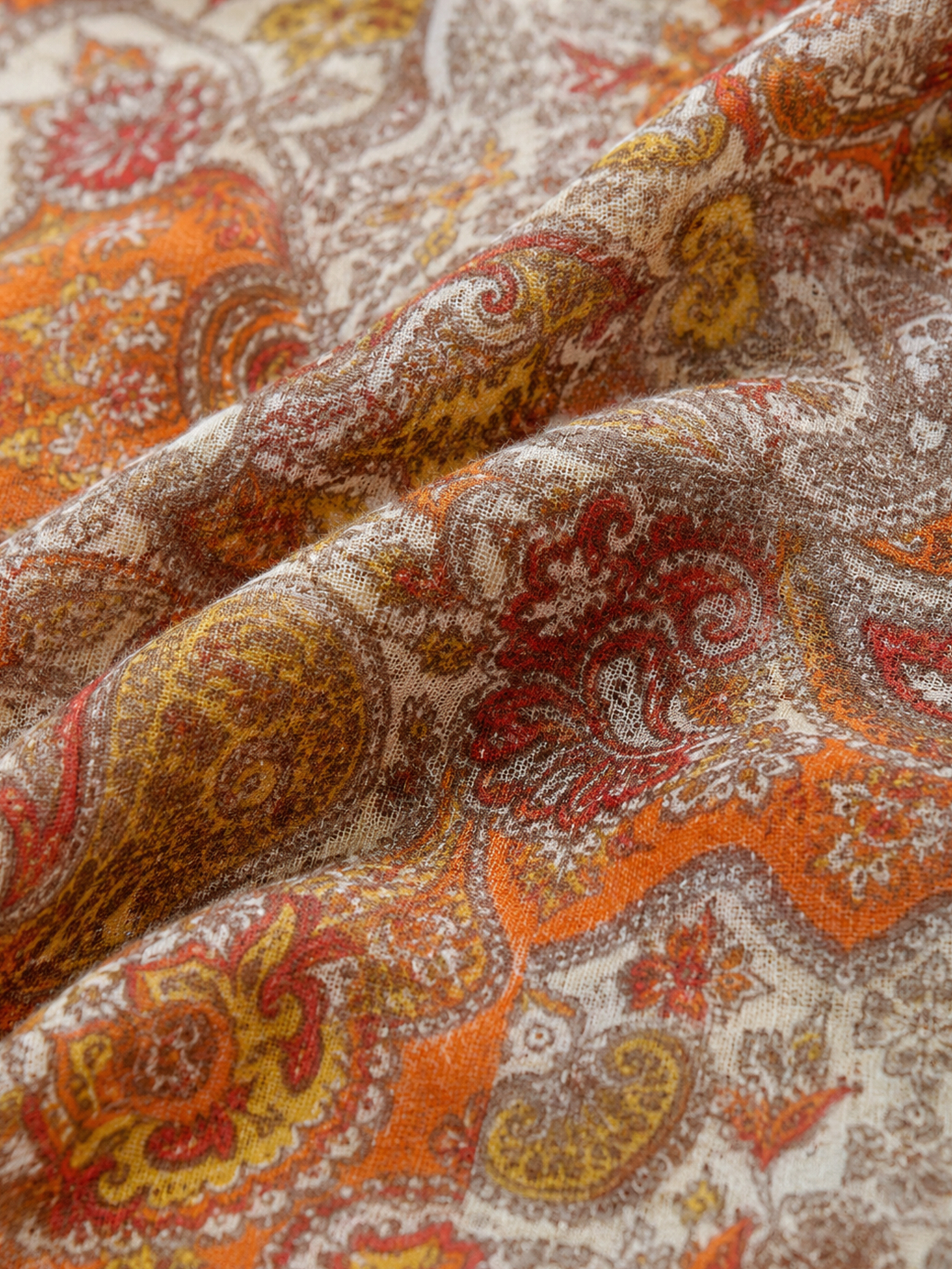 100% Cashmere Paisley Vintage Print Square Scarf