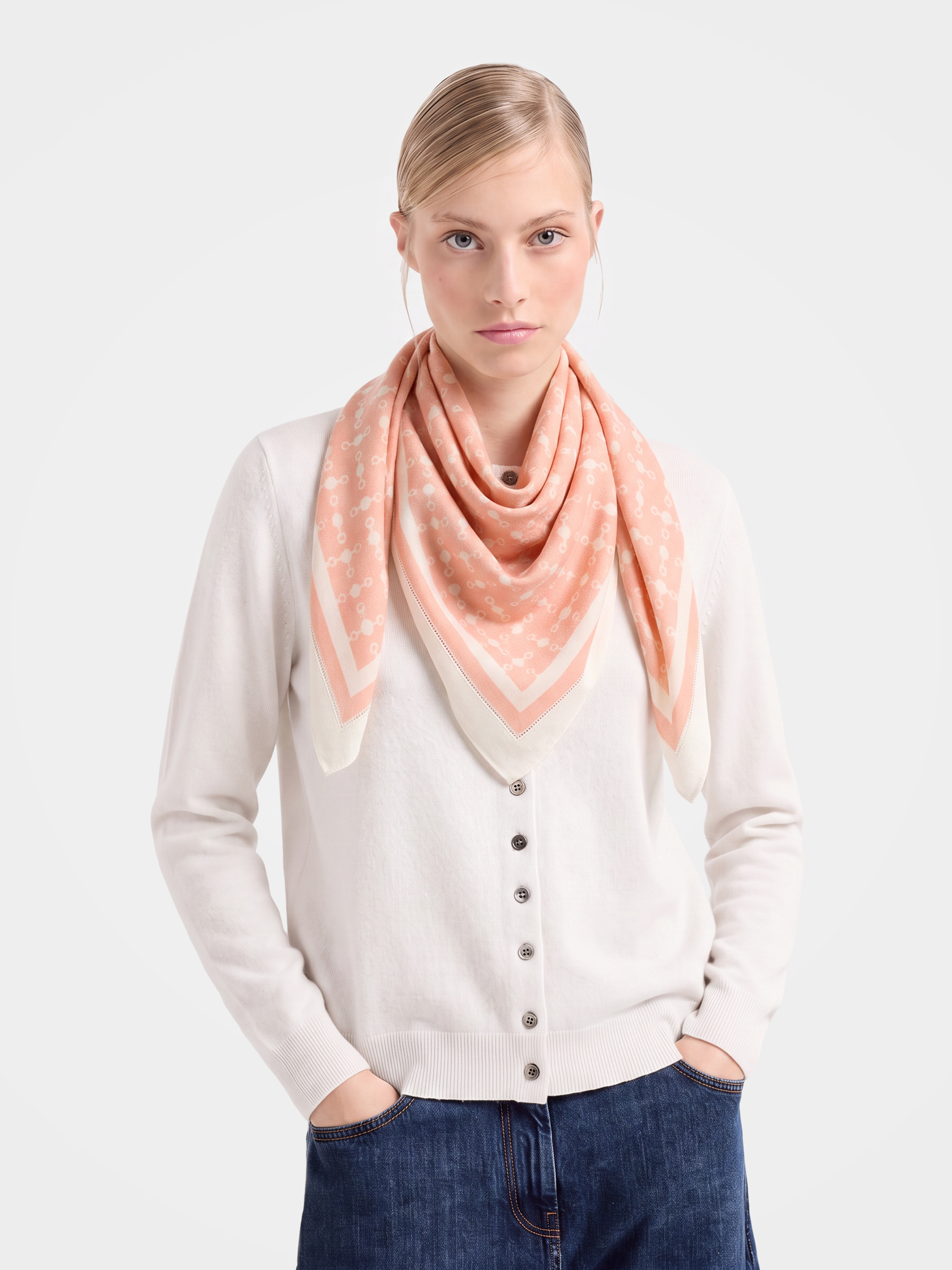 100% Cashmere Geometry Print Square Scarf