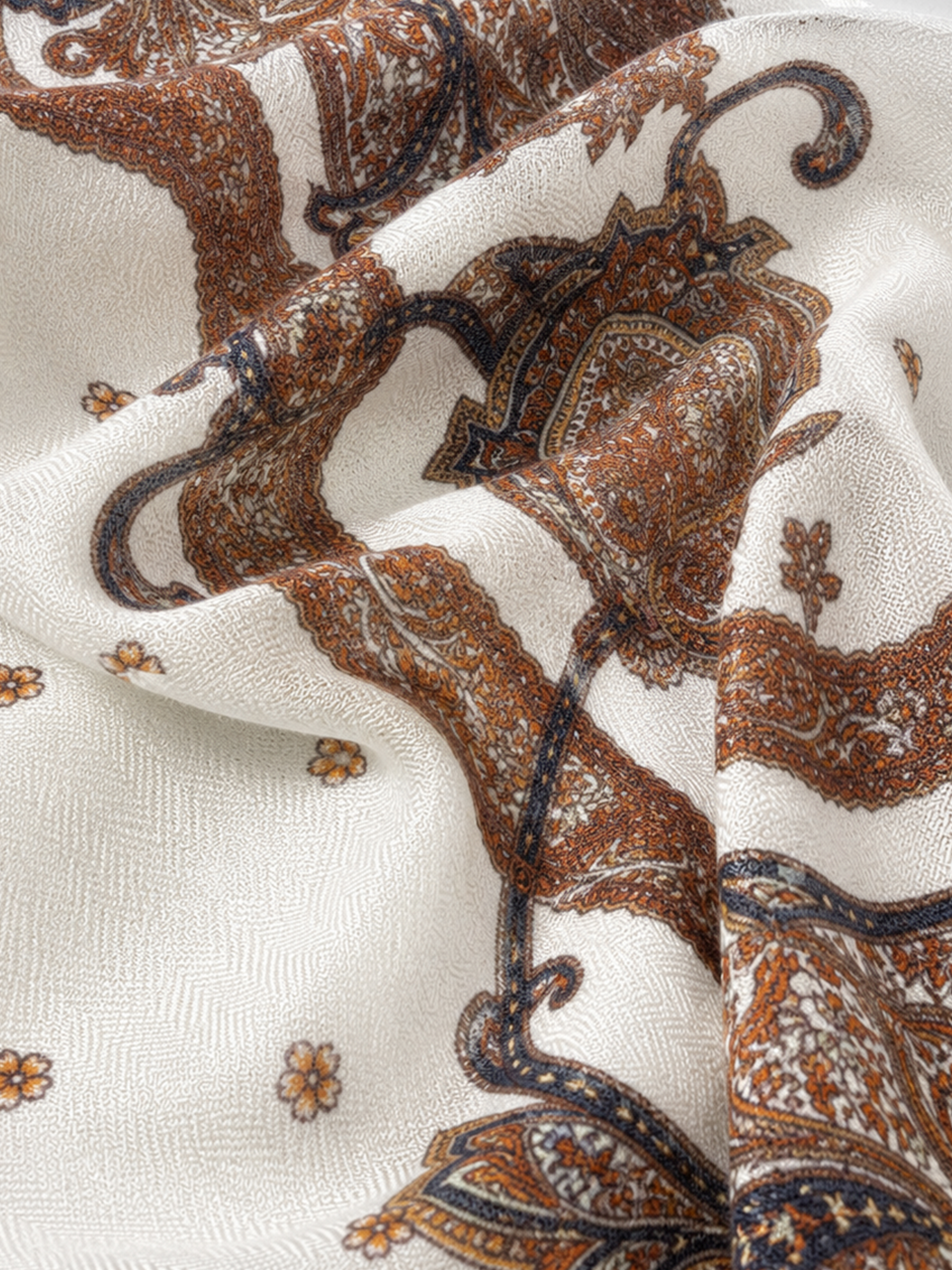 100% Cashmere Vintage Floral Print Square Scarf
